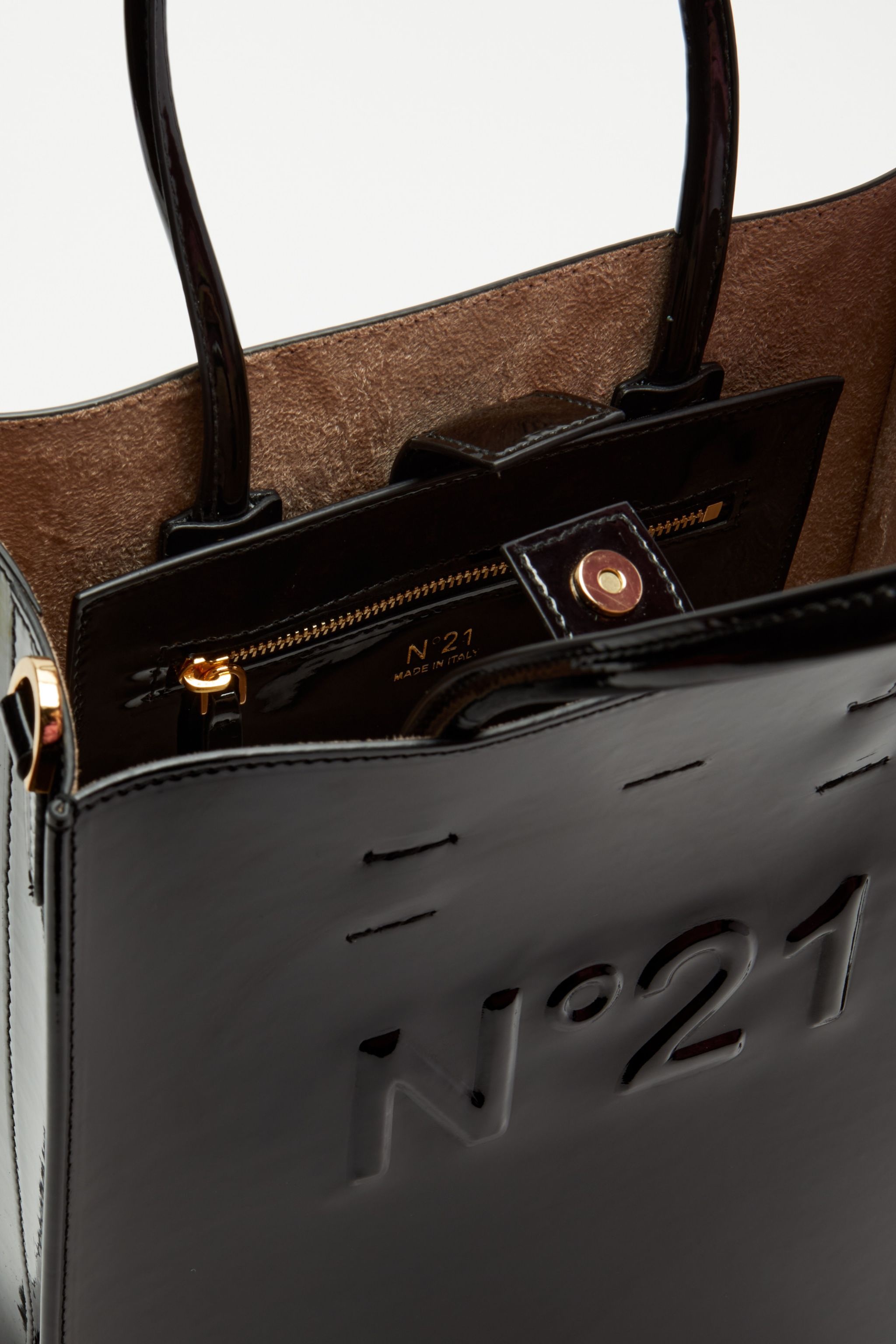 ＊N21 numero ventuno＊ SHOPPER BAG WITH LOGO N°21 SMALL FAUX LEATHER SHOPPING BAG WITH LOGO Woman Black