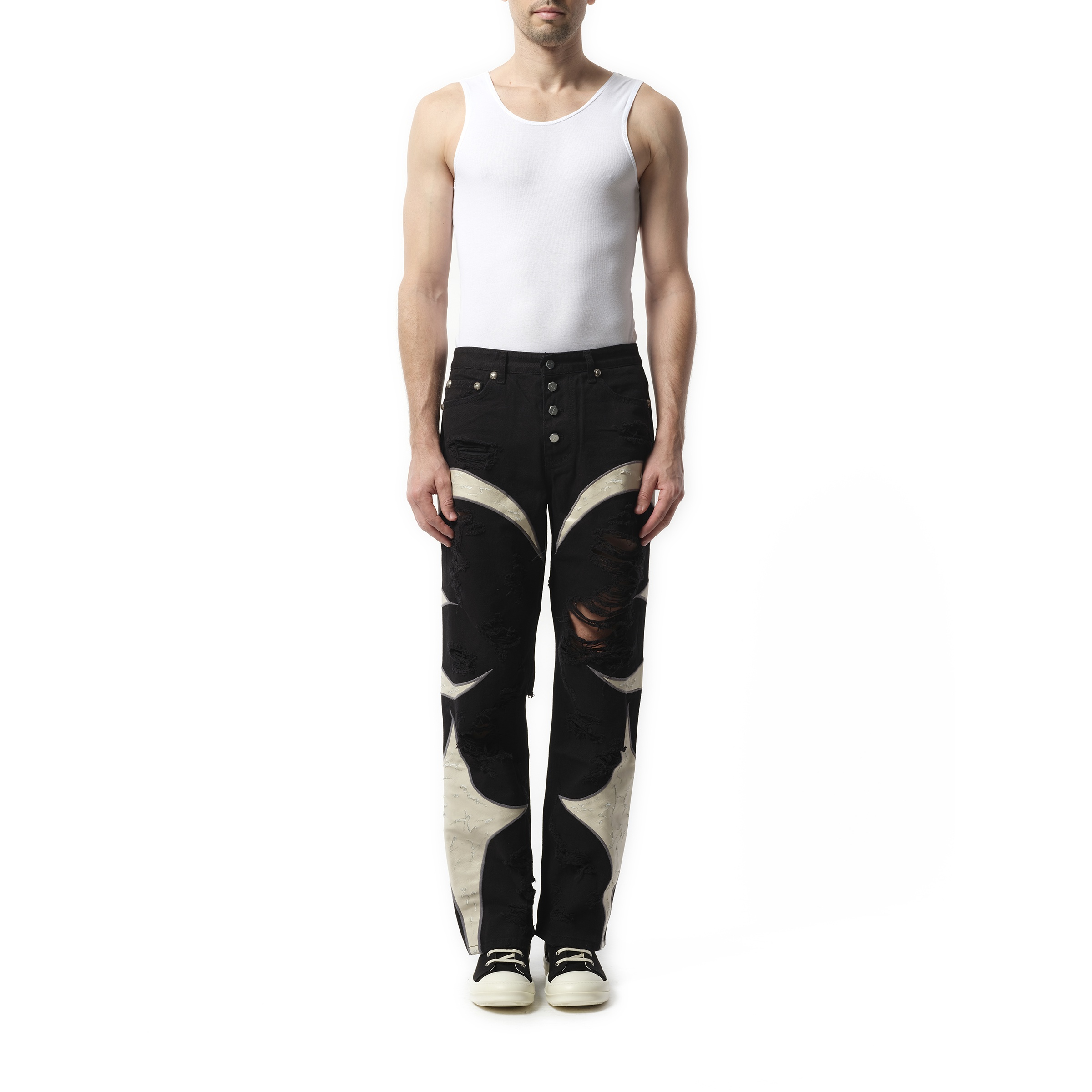 TC Leather Washing Denim Pants War Ver in Black - 4