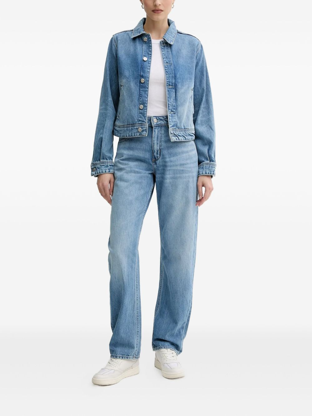 button-fastening denim jacket - 2