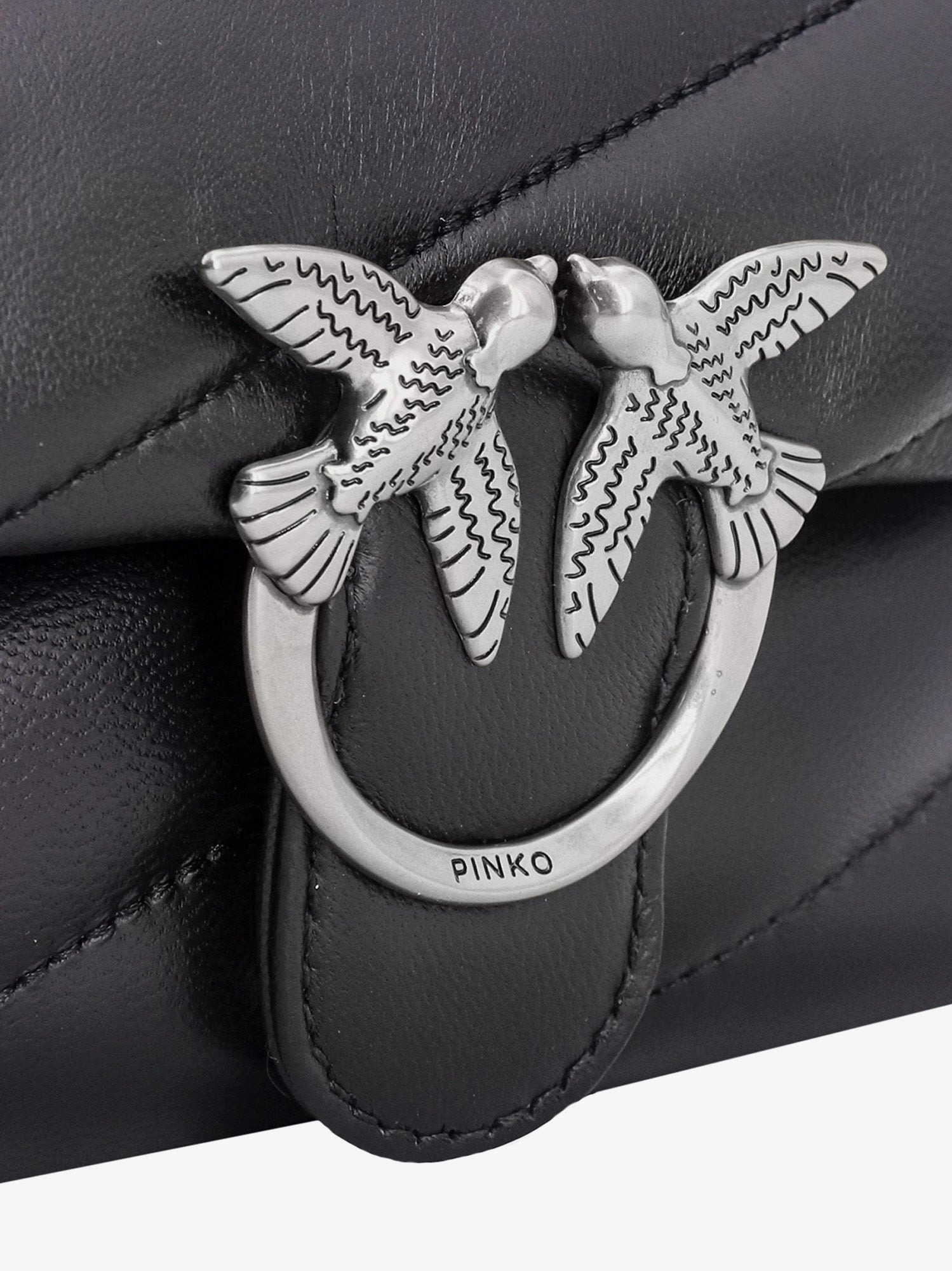 Pinko Matelassã© Leather Shoulder Bag With Iconic Love Birds Buckle - 5
