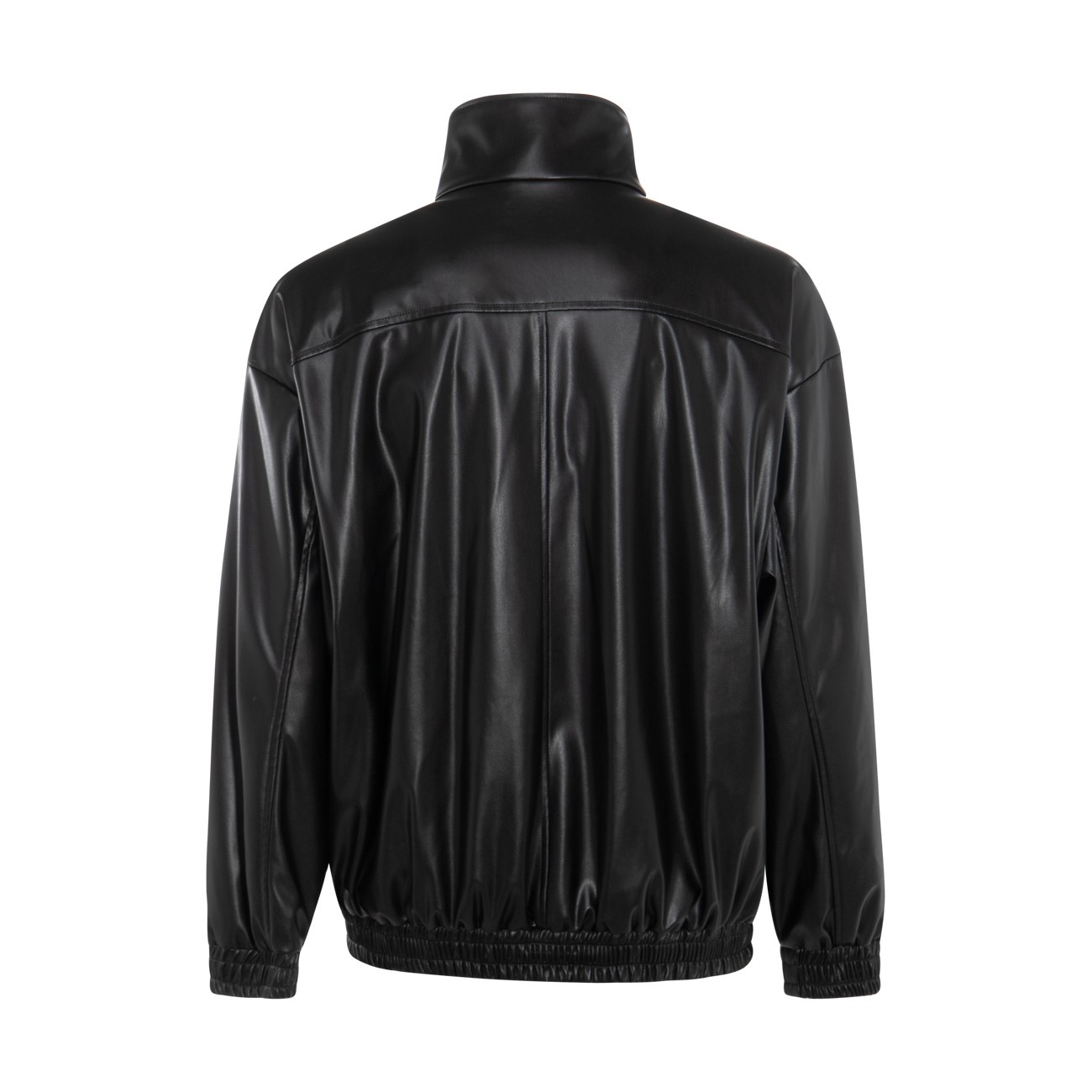 black faux leather casual jacket - 2