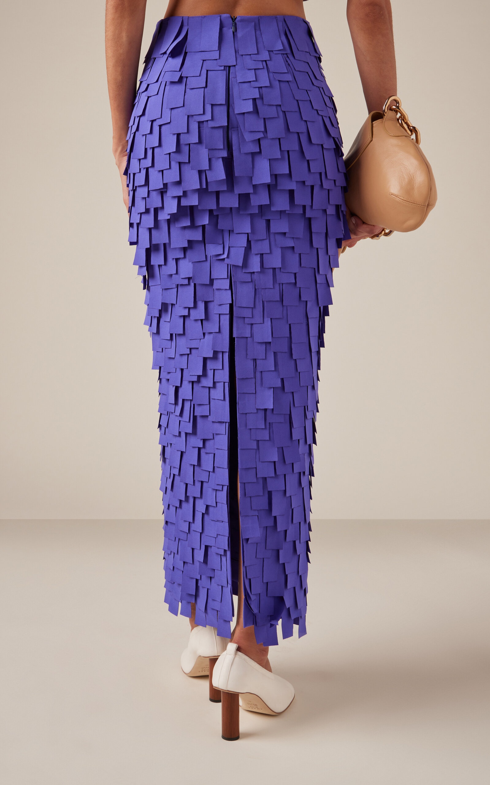 Rectangle-Appliquéd Crepe Midi Skirt purple - 4