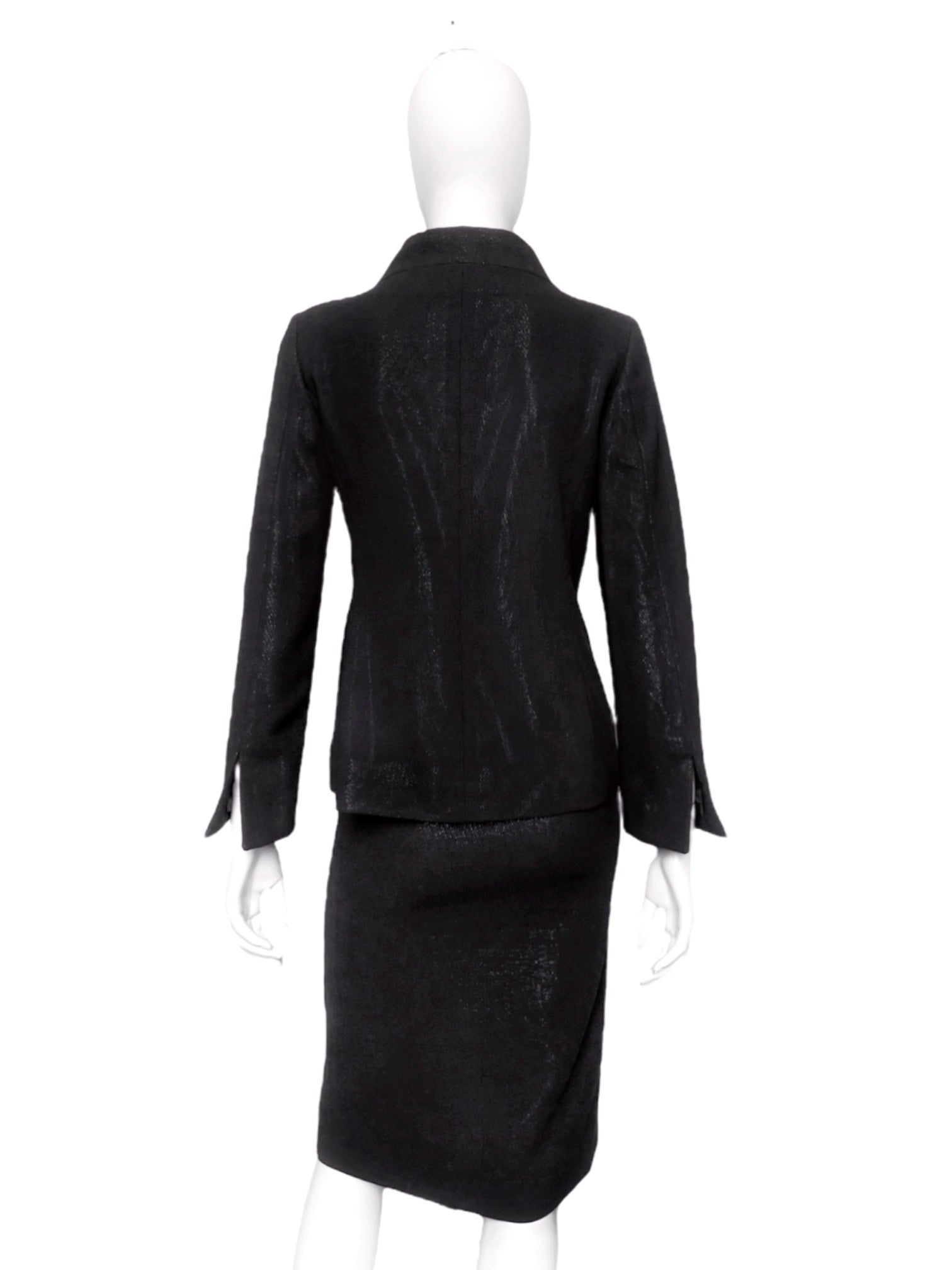 Gianni Versace 90s Glitter Silver Lining Blazer Jacket Skirt Set - 4