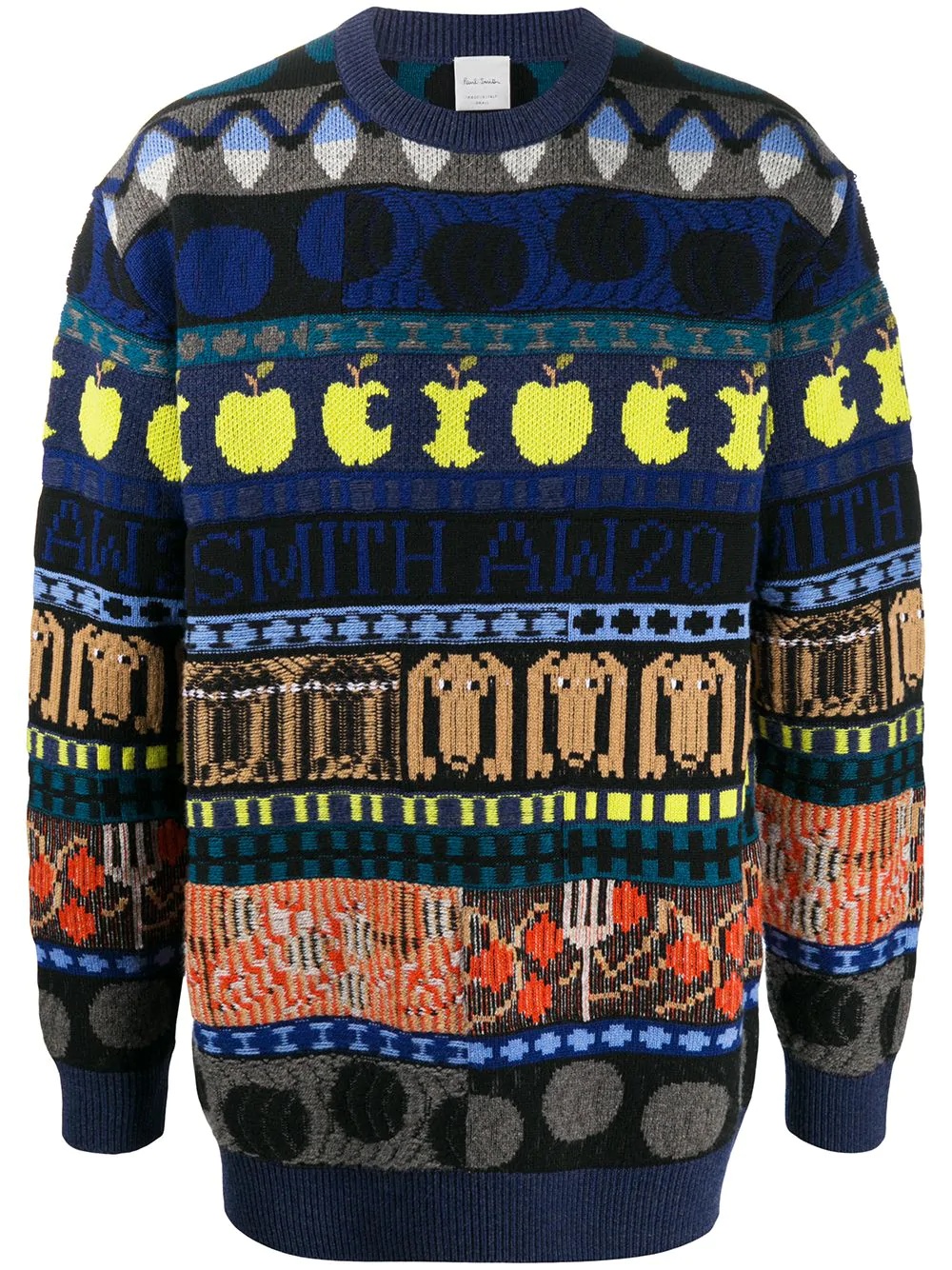 graphic print knitted jumper - 1