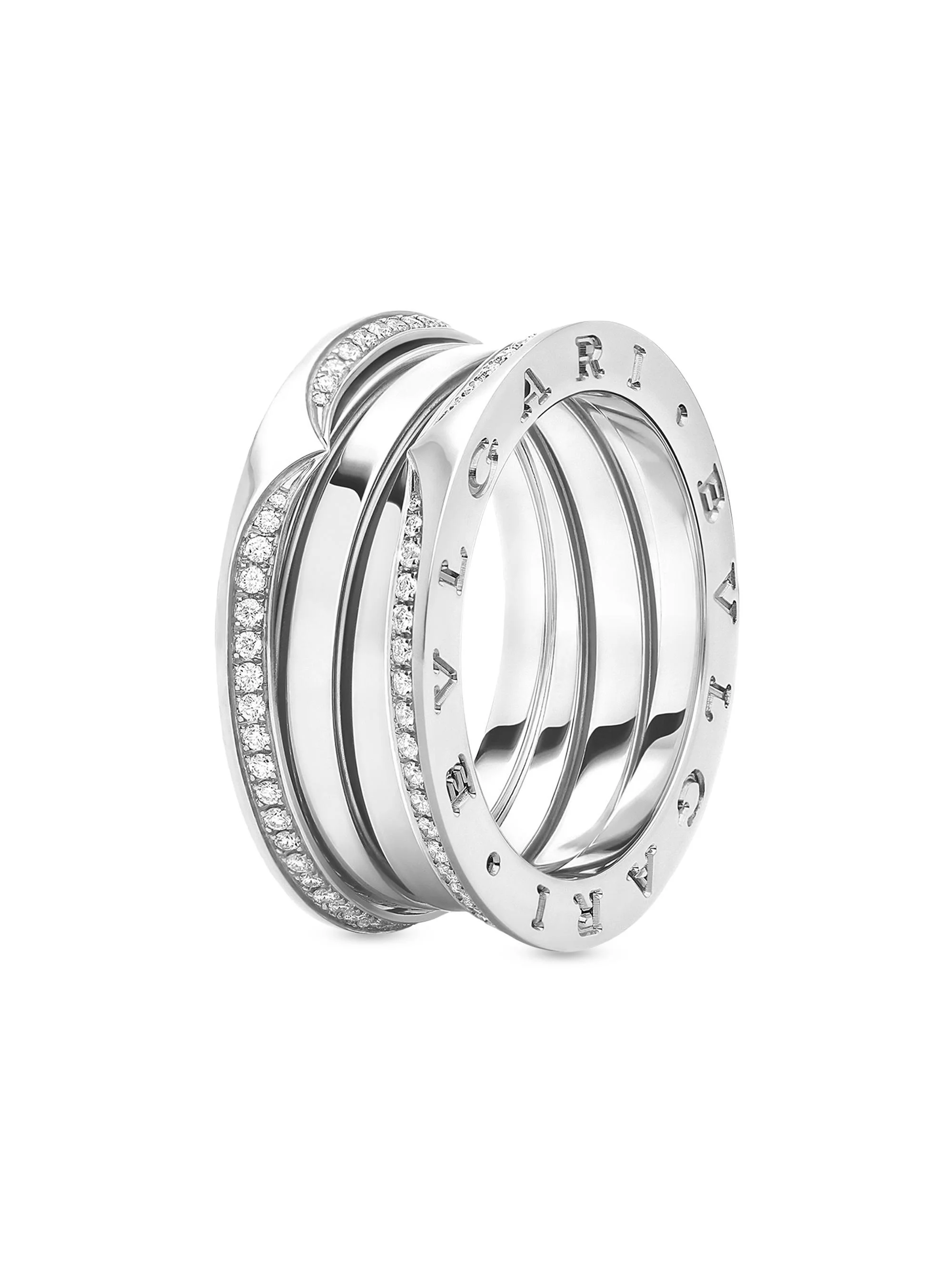 BVLGARI Women's B. zero1 18K White Gold & 0.43 TCW Diamond 3-Band