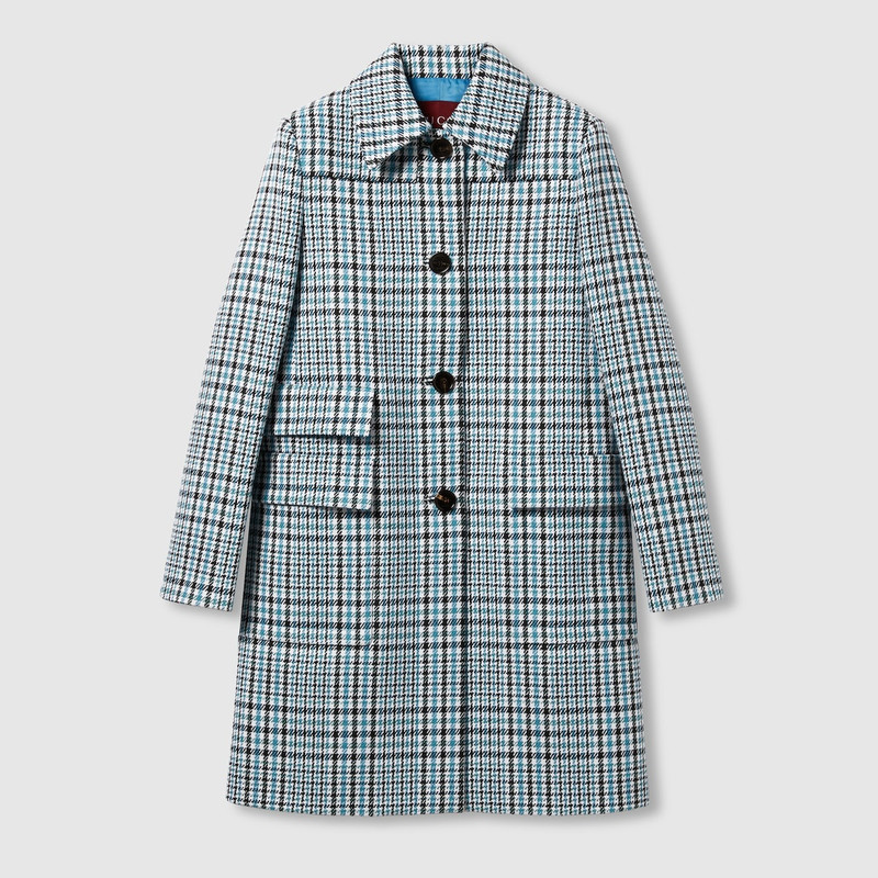 GUCCI Check wool crêpe coat outlook
