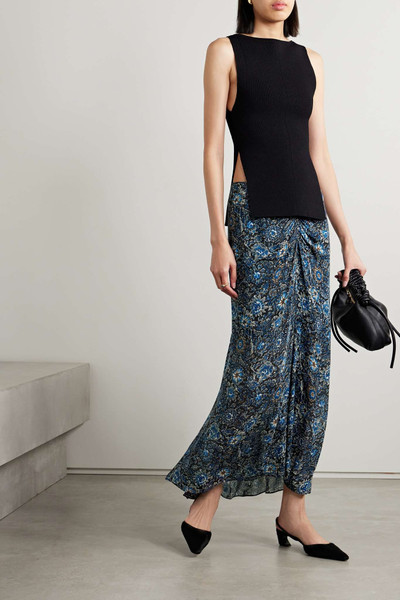 VERONICA BEARD Limani ruched floral-print georgette maxi skirt outlook