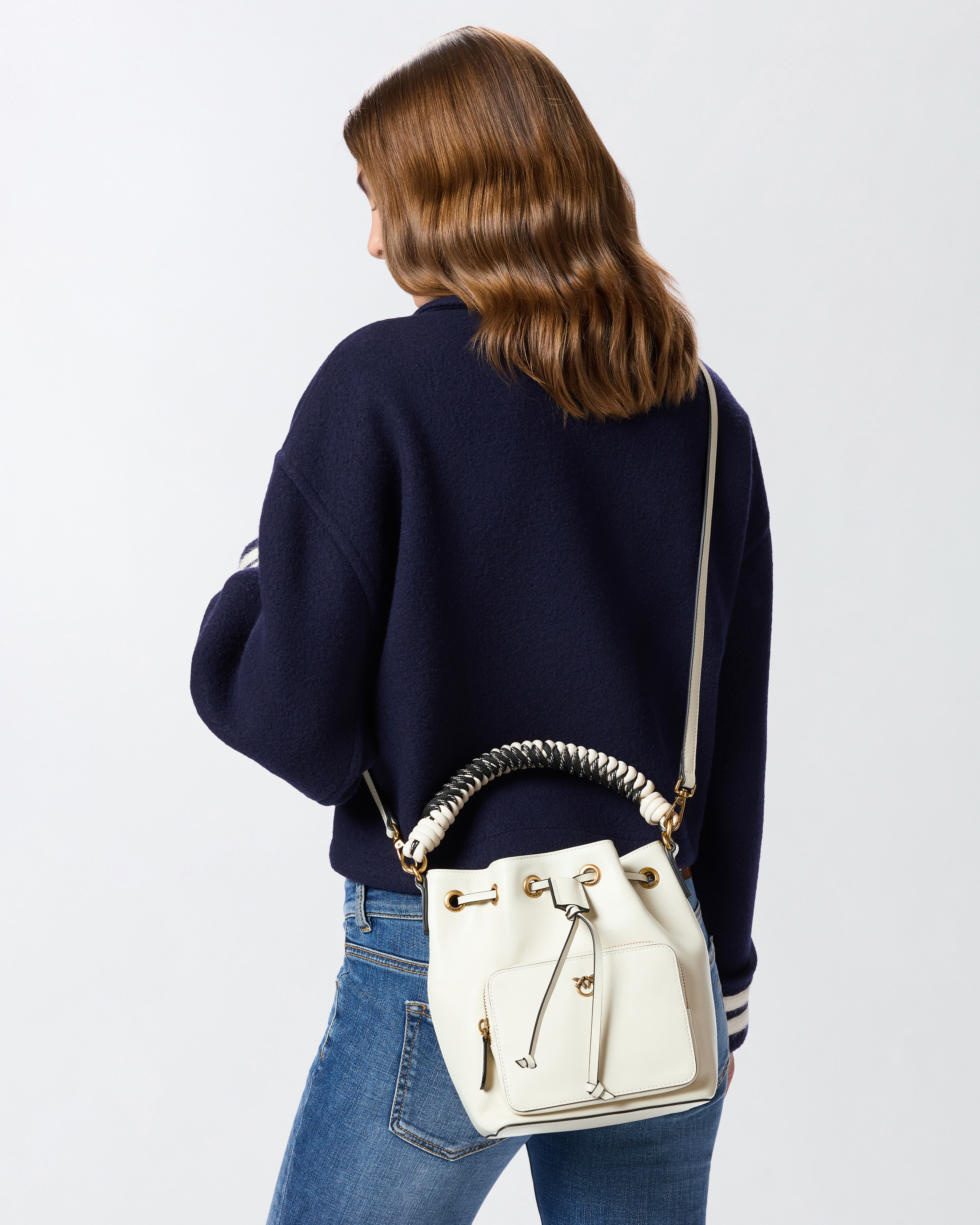 SMALL LEATHER CARGO BUCKET BAG WITH BRAIDING - 6