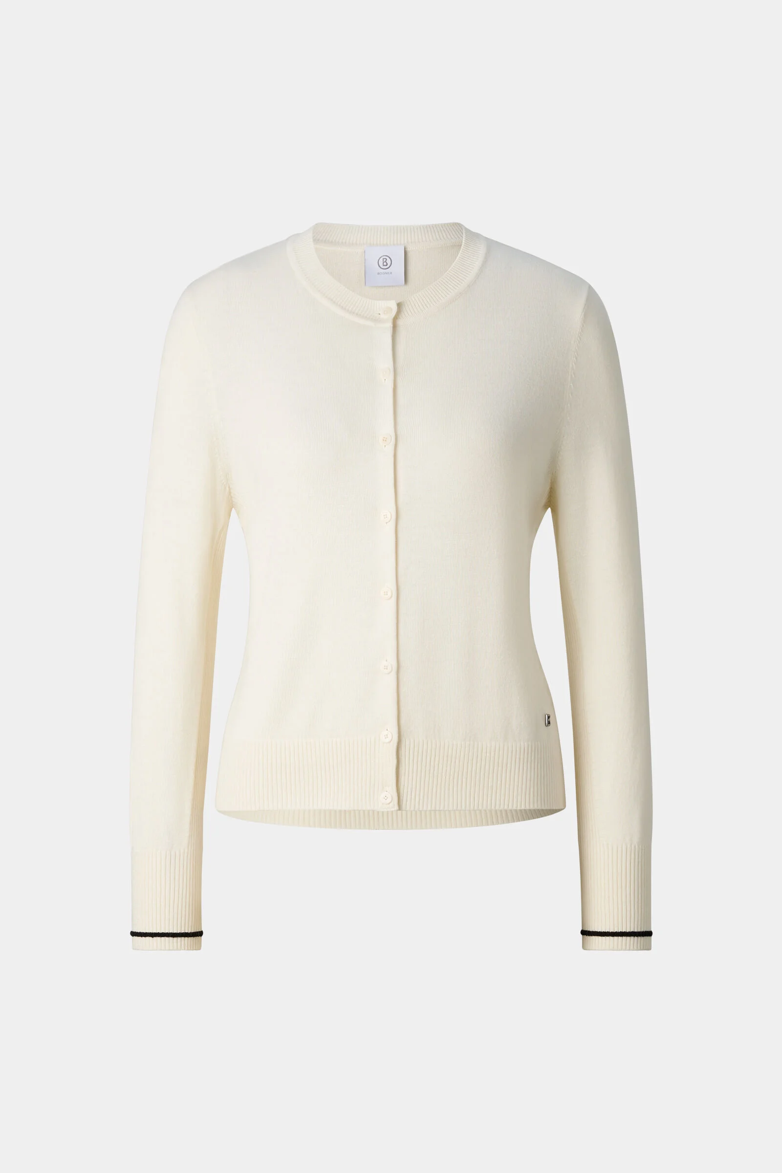 Azou Virgin Wool and Silk Knit Jacket in Off-White - 1