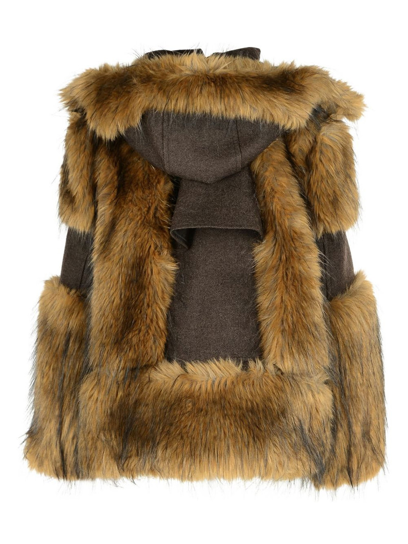 sacai fur-trimmed wool jacket outlook