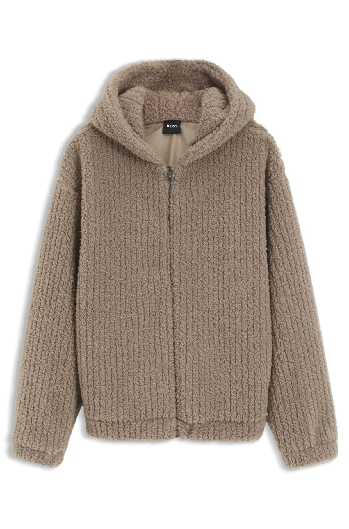ZIP-UP HOODIE CRAFTED IN TEDDY FABRIC - 1