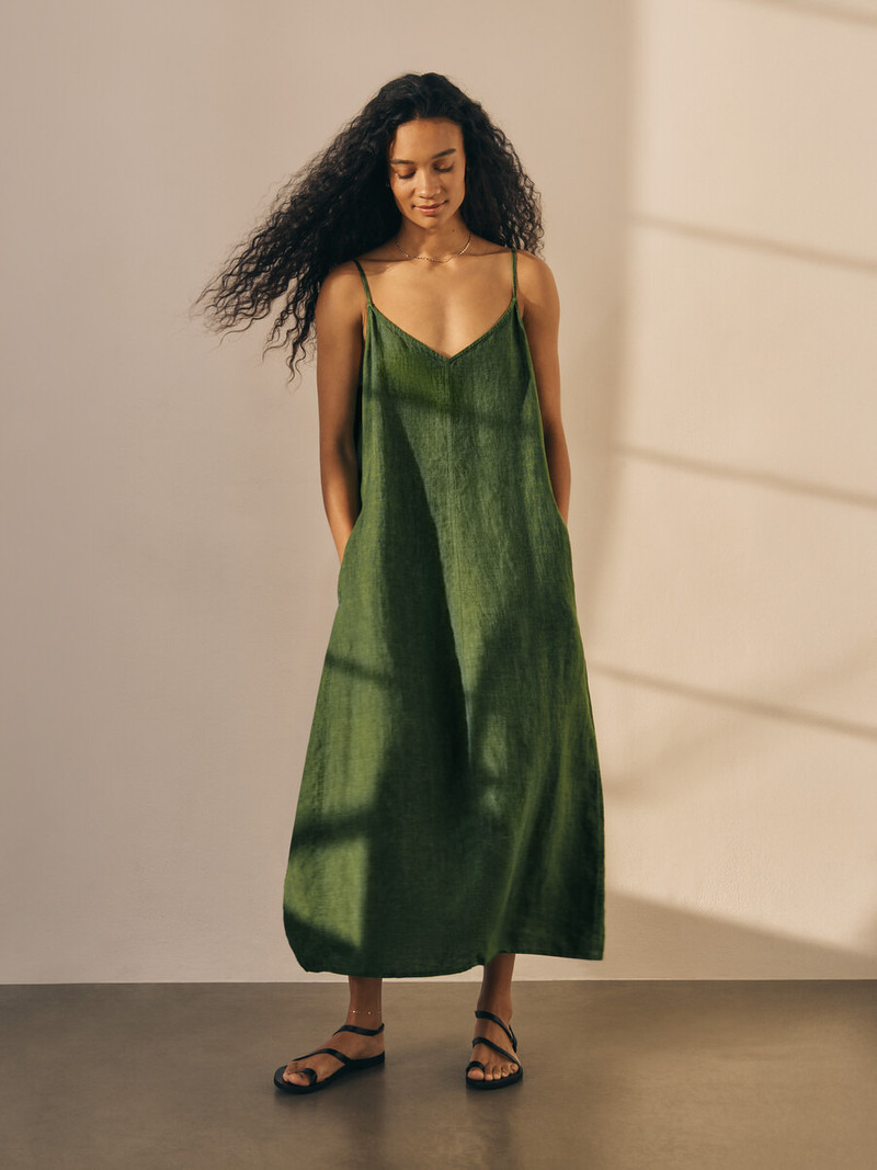 Washed Organic Linen Délavé Lantern Dress 7