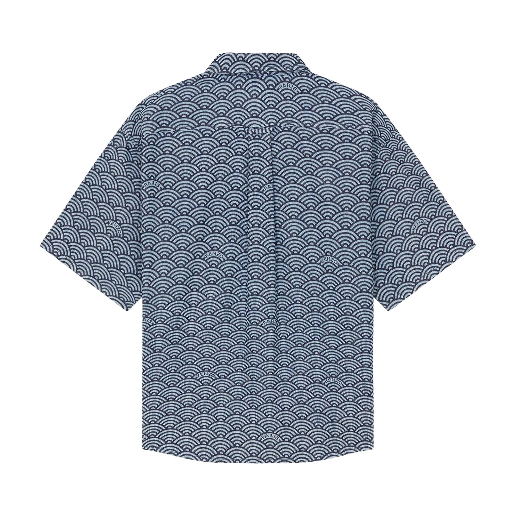 Kenzo Seigaiha Short-Sleeve Shirt 'Rinse Blue Denim' - 2