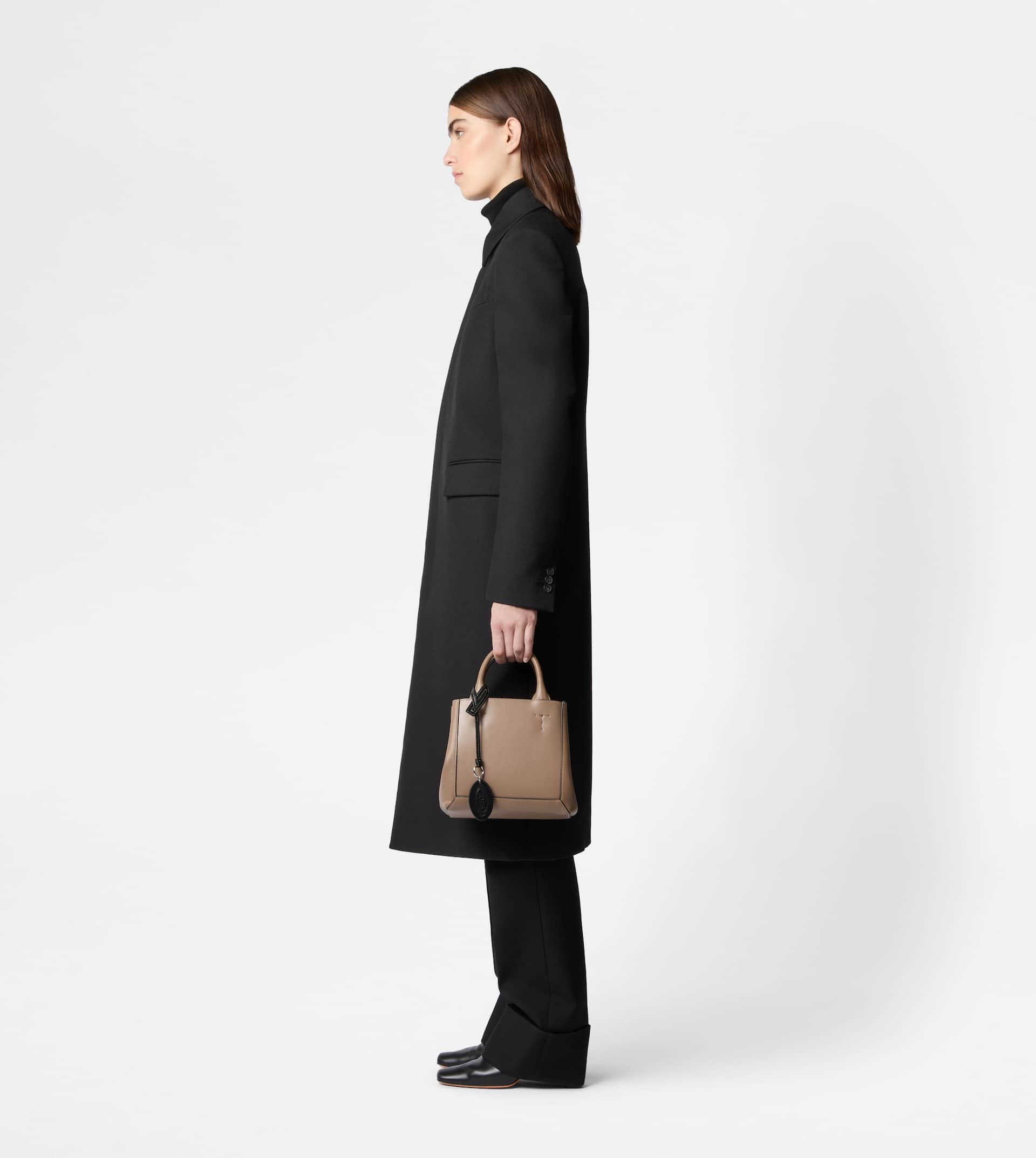 TOD'S DOUBLE UP SHOPPING BAG IN LEATHER SMALL - BEIGE, BLACK - 3