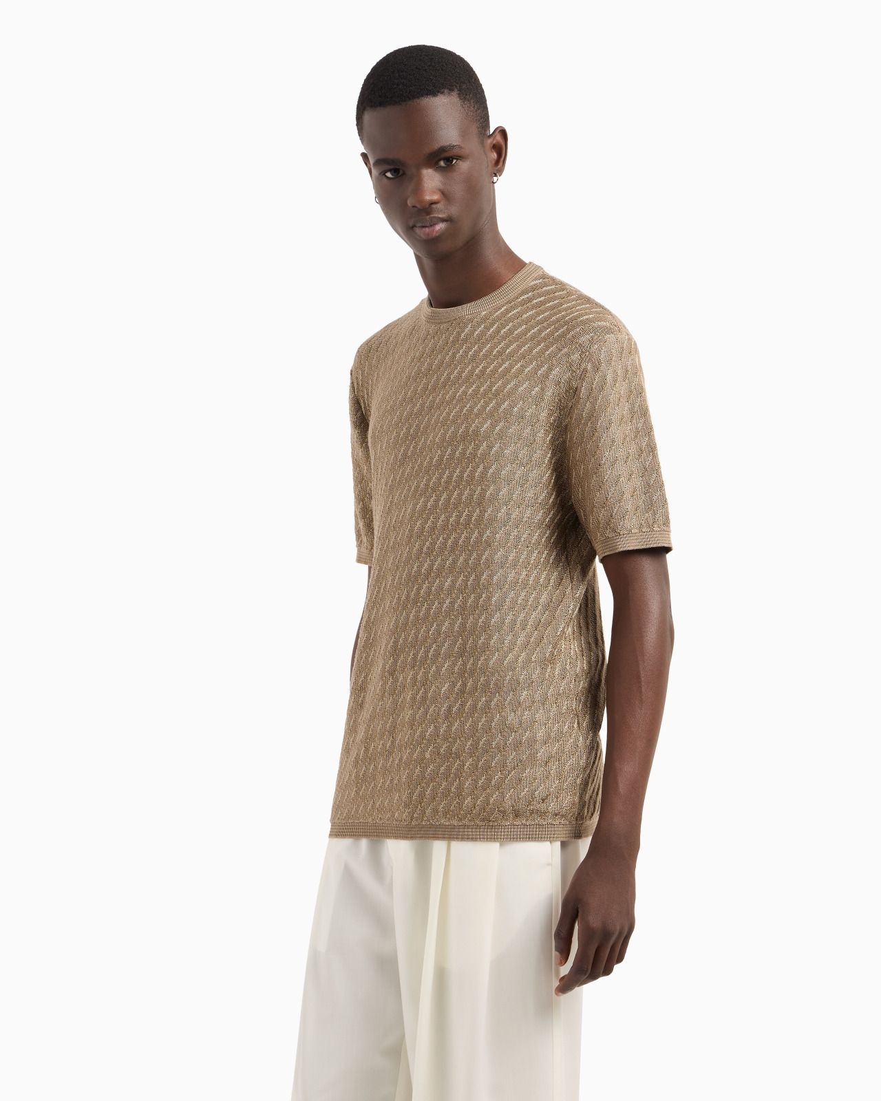 ICON VISCOSE-BLEND JUMPER WITH TWO-TONE OP-ART JACQUARD - 4