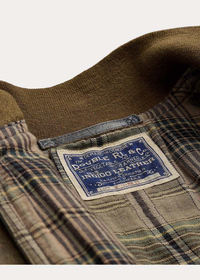 Indigo Leather Bomber Jacket 4