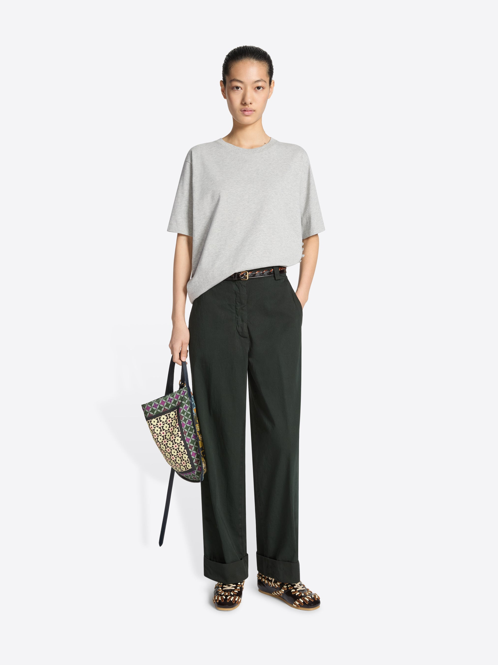 CUFFED COTTON PANTS - 2