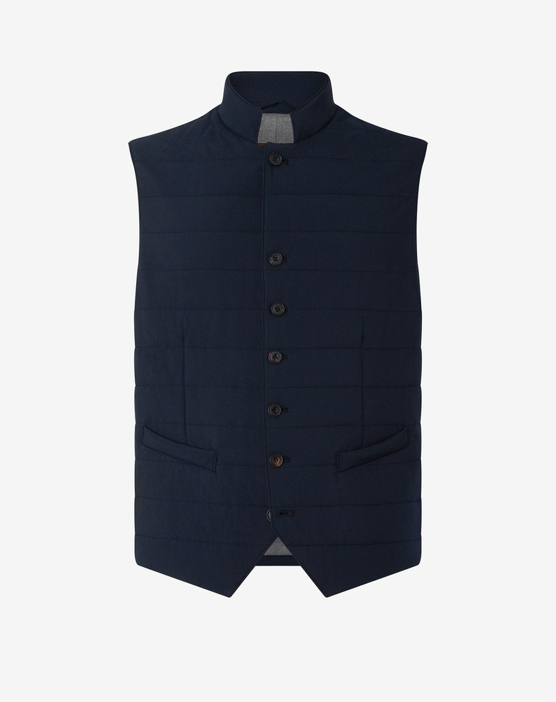Blue padded techno poplin gilet 1