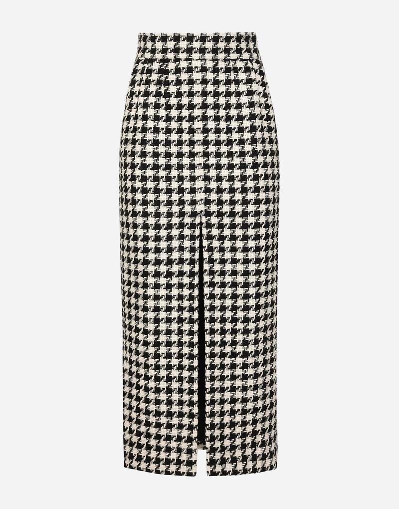 Long macro-houndstooth skirt 1