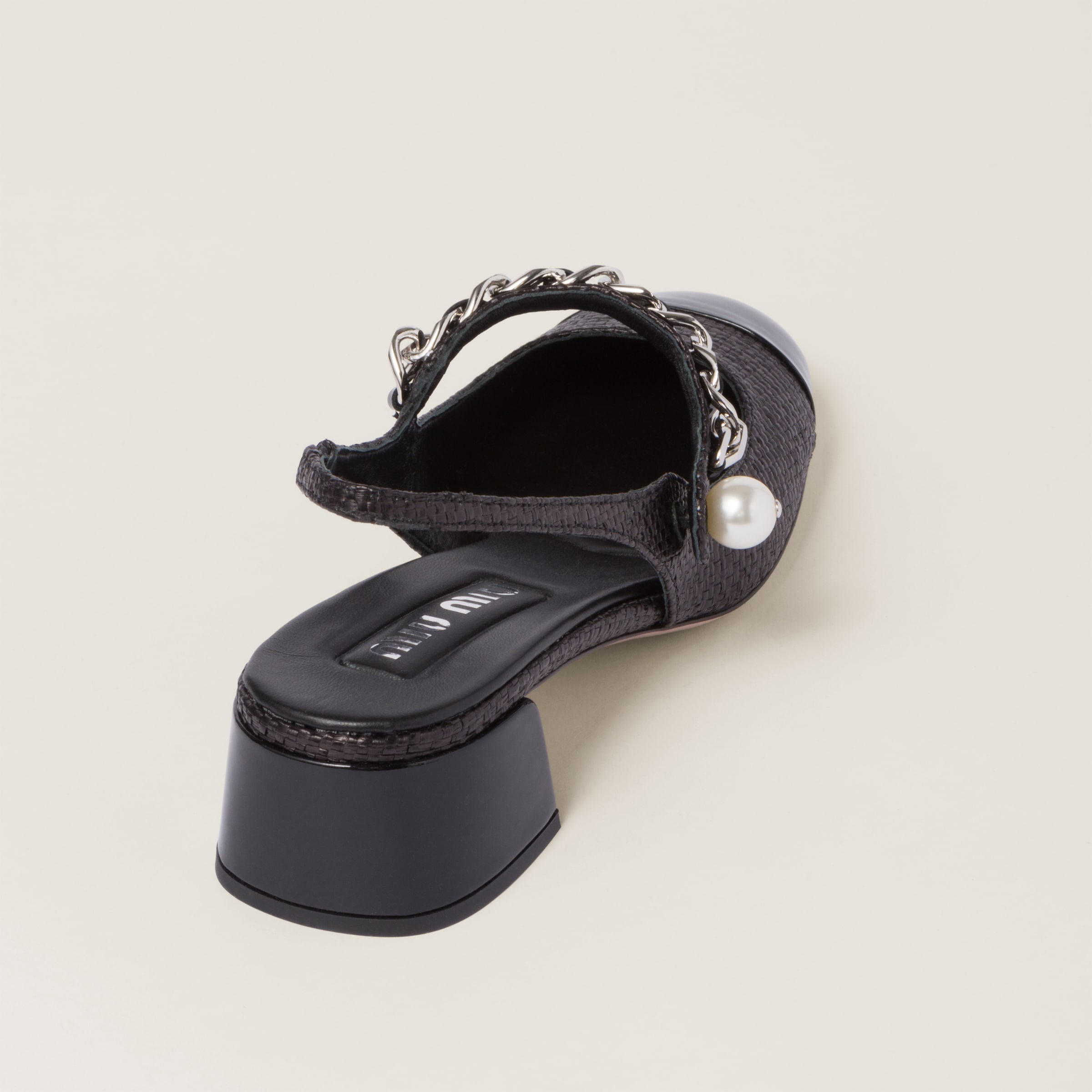 Patent leather and raffia slingback pumps - 3
