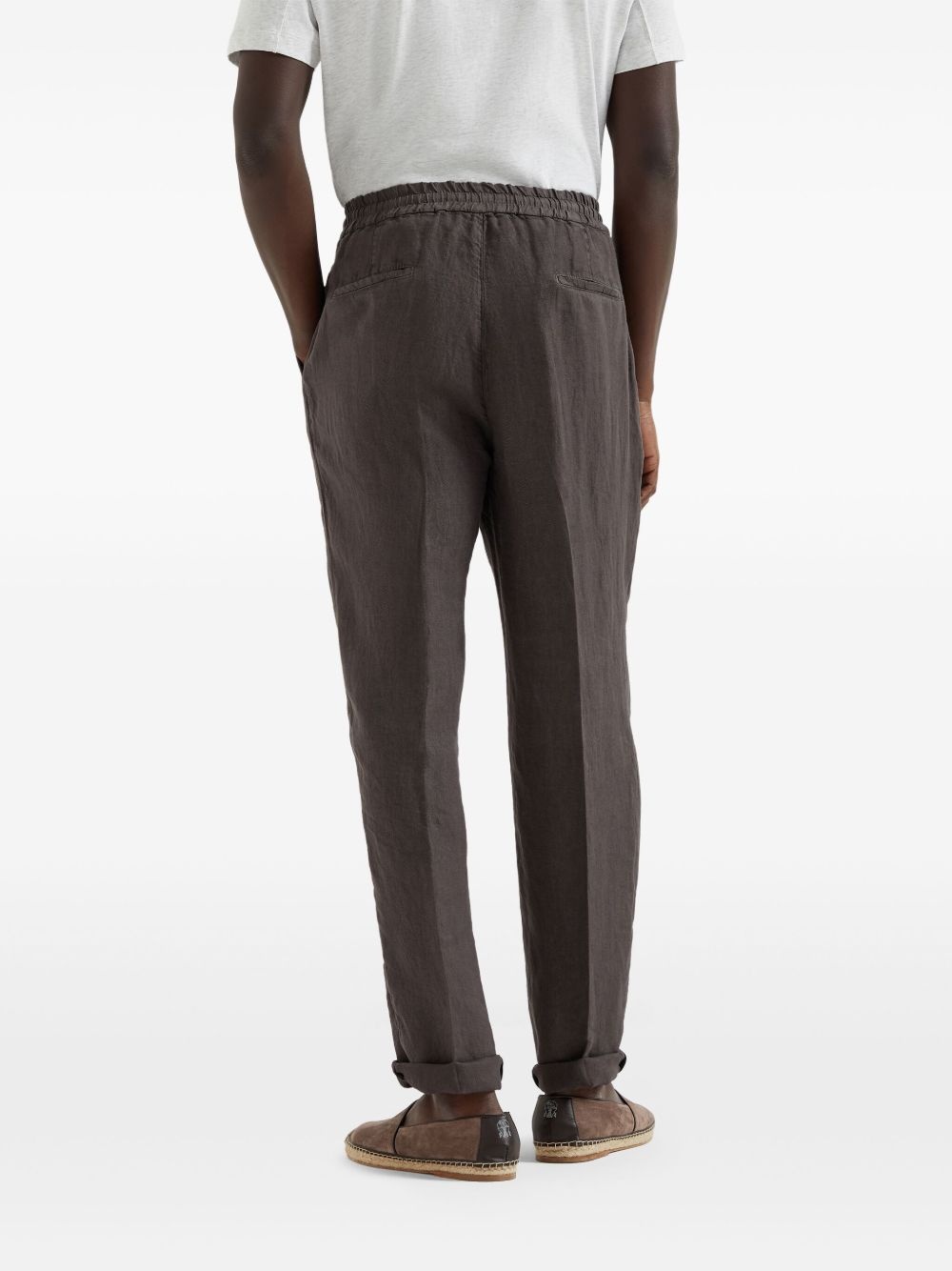 garment-dyed linen track pants - 4