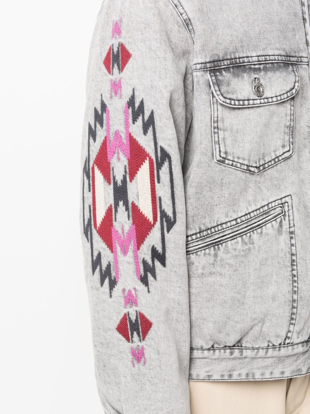 motif-embroidered denim jacket - 5