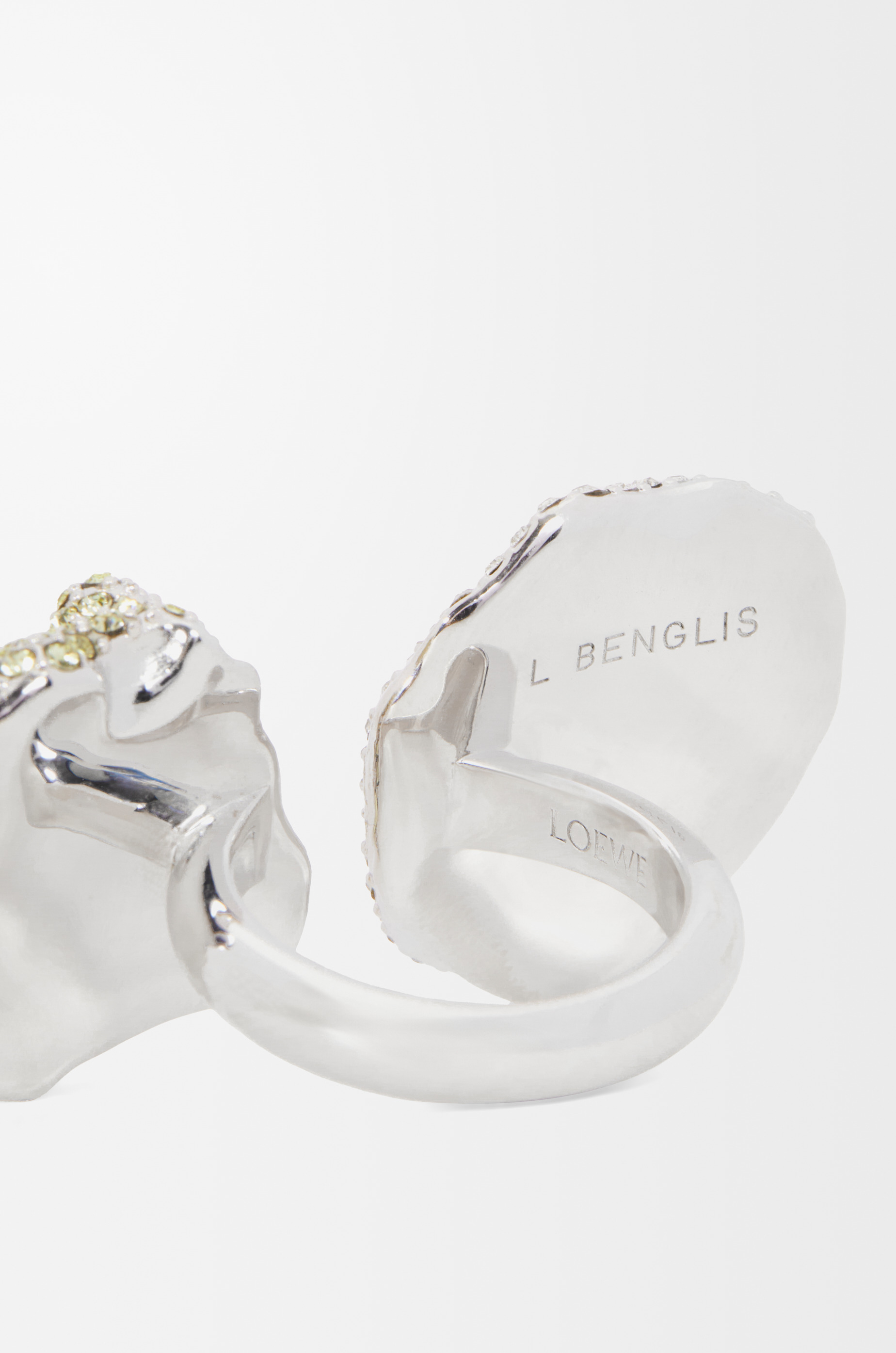 Glitter Fragment double ring in sterling silver and crystals - 7