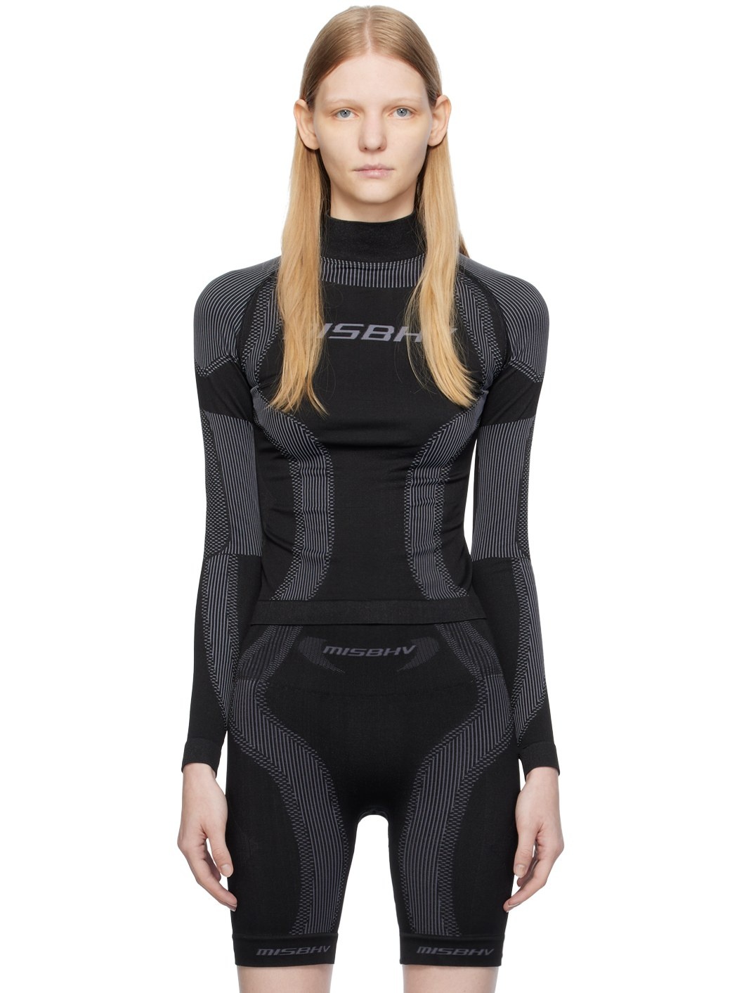 Black Jacquard Sport Top - 1