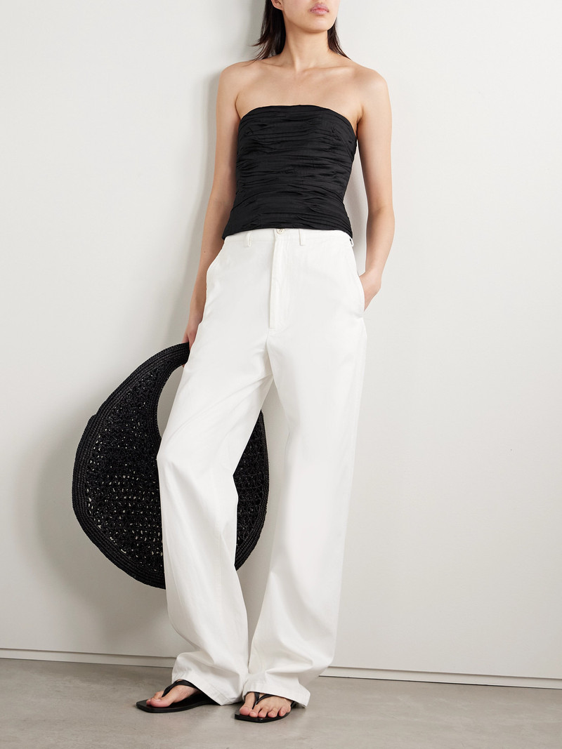 Aje. Sunbeam Strapless Pleated Cotton-poplin Top outlook