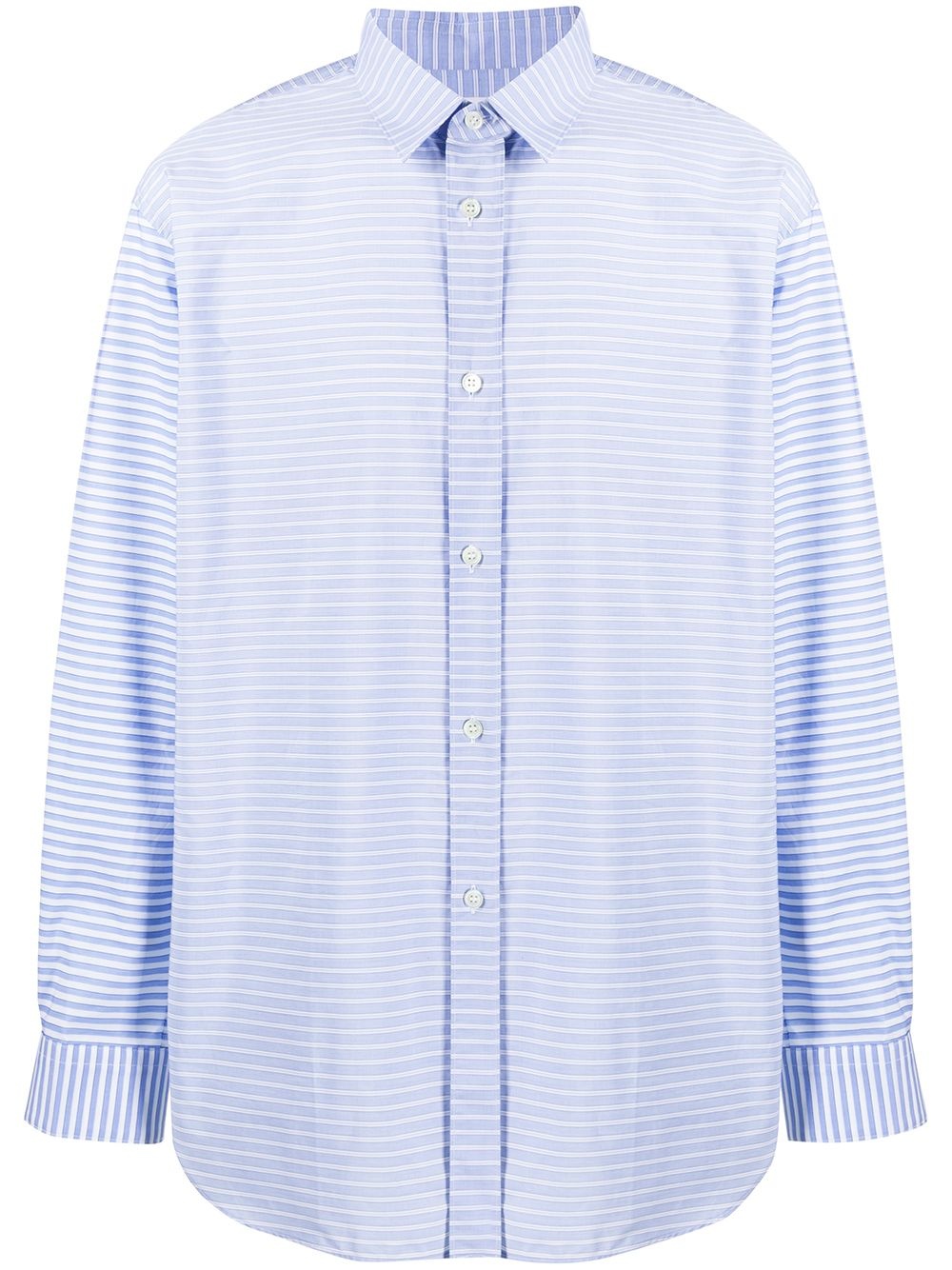 horizontal-stripe patch pocket shirt - 1