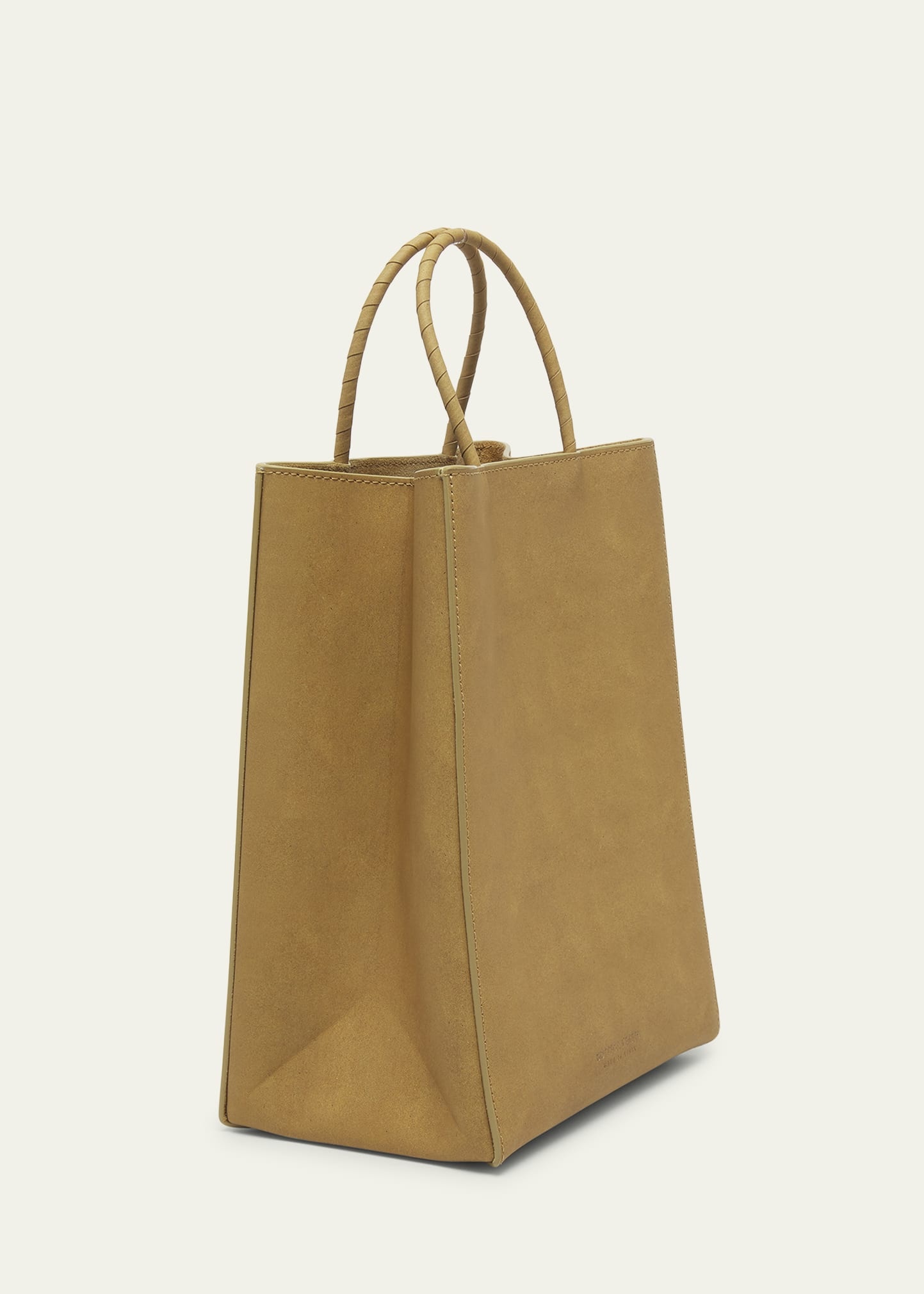 Small Raw Paper Leather Top-Handle Bag - 3