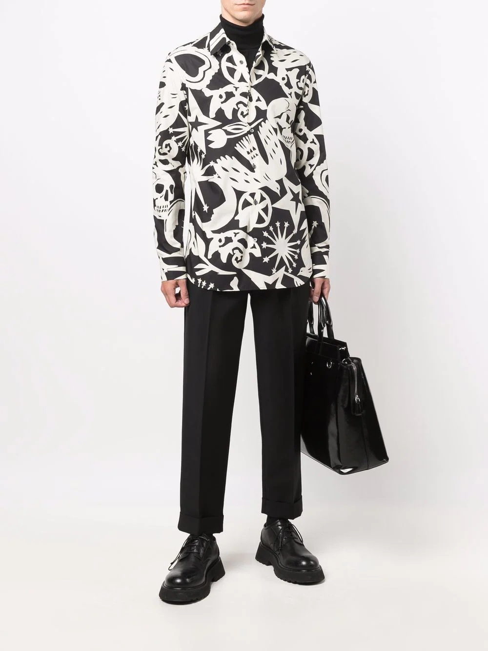 Papercut-print long-sleeve shirt - 2