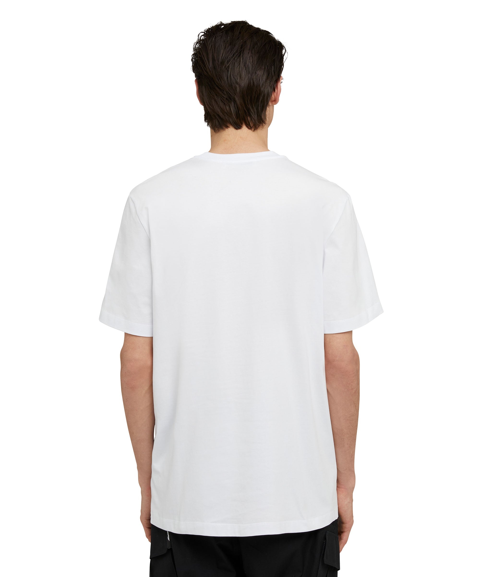 Cotton crewneck t-shirt with new brushed MSGM logo in fluorescent shade - 3