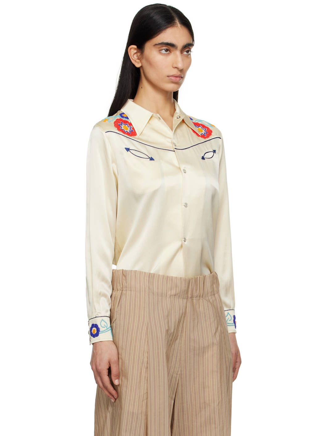 Beige Garden Party Western Shirt - 2