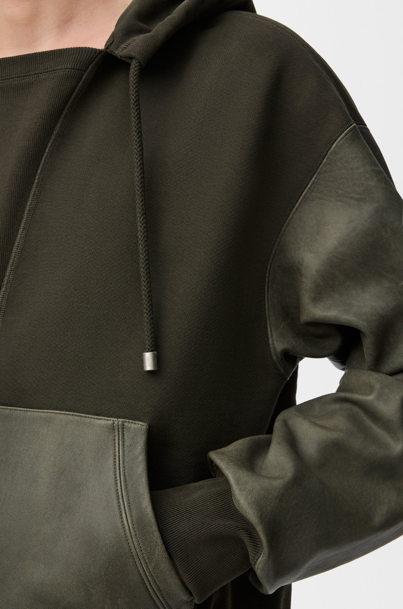Hybrid hoodie in cotton and nappa lambskin 5