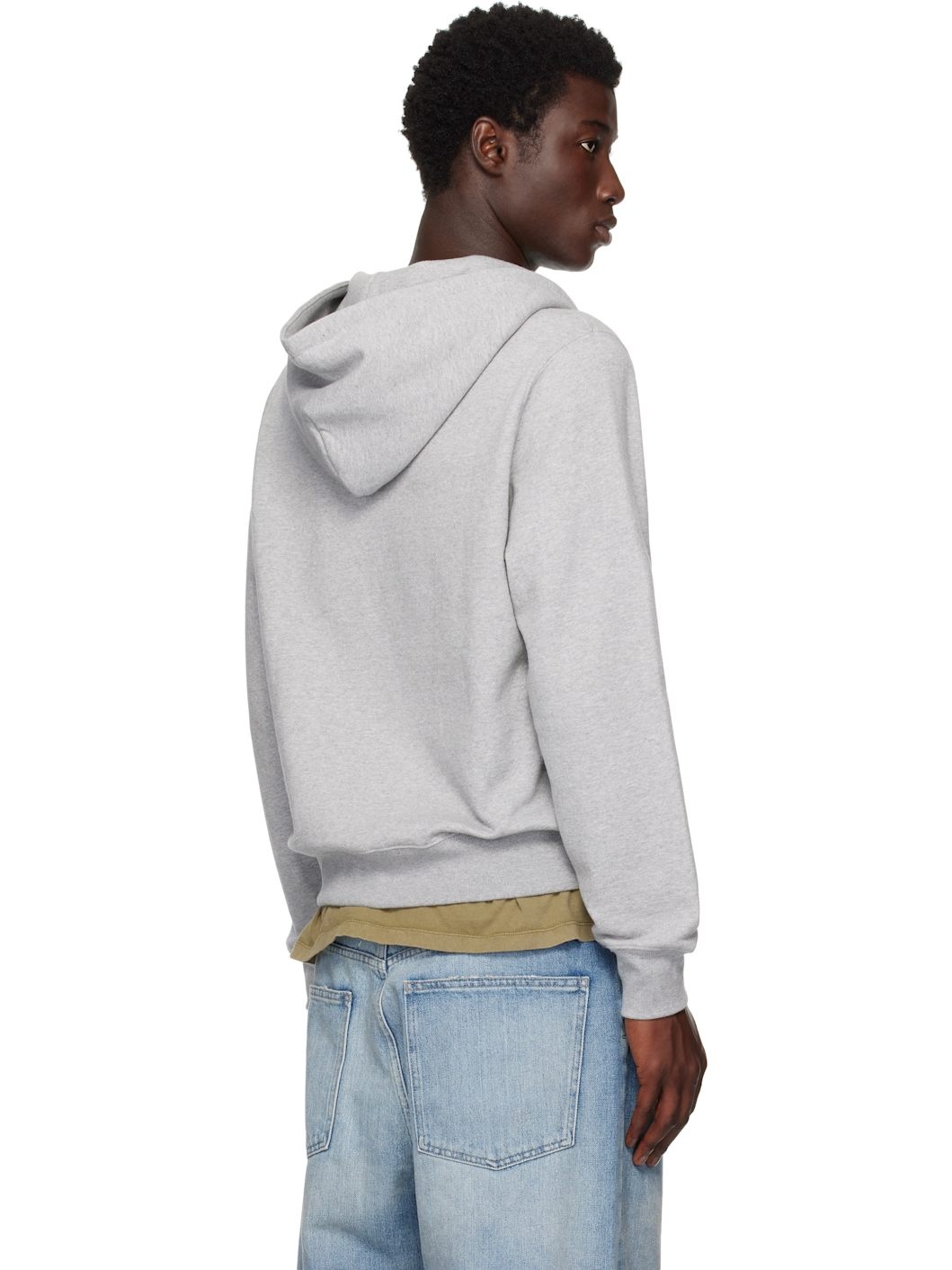 Gray Arch Appliqué Zip-Up Hoodie - 3
