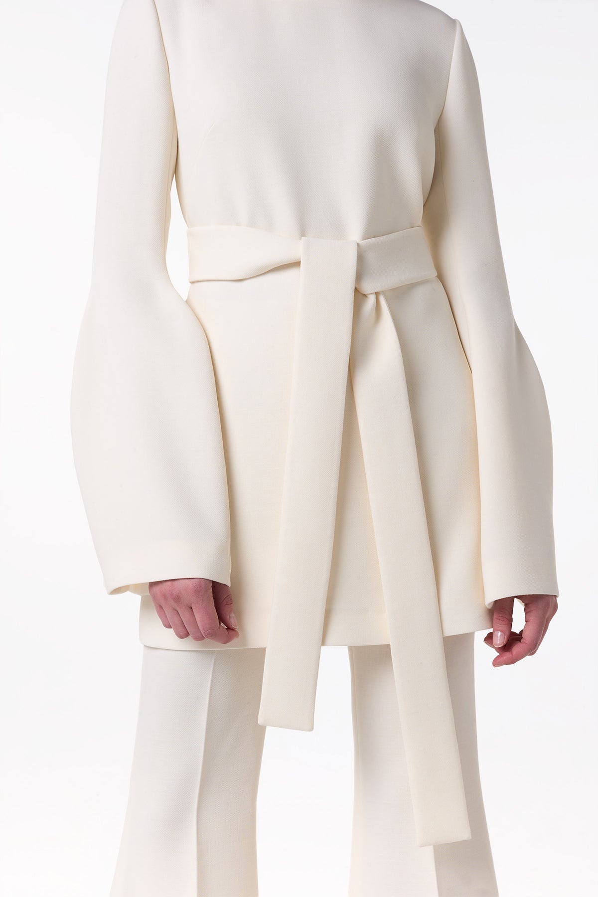 Shandon Tunic in Ivory Double Face Wool Crepe - 4