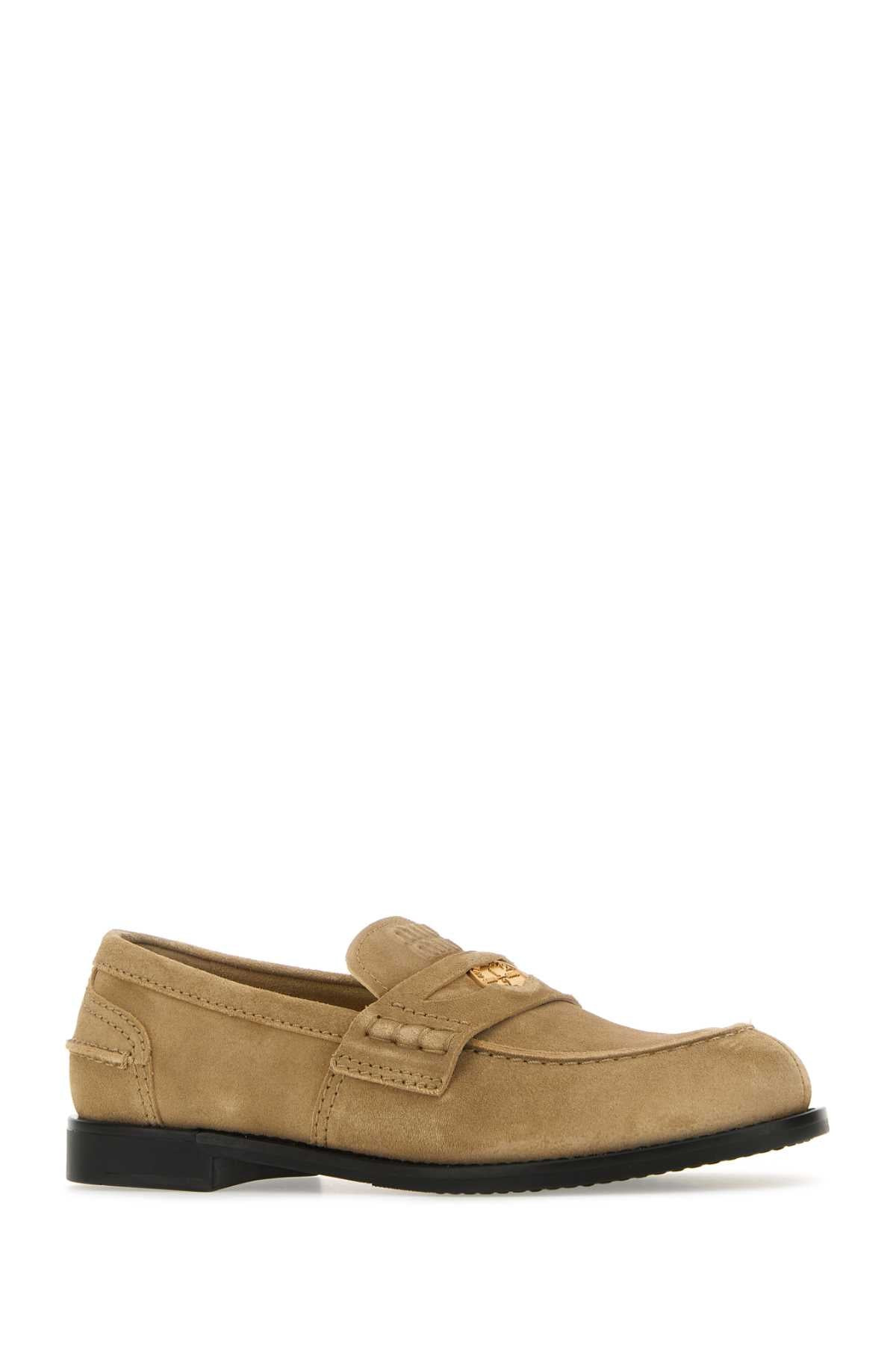 Miu Miu Women Beige Suede Loafers - 2