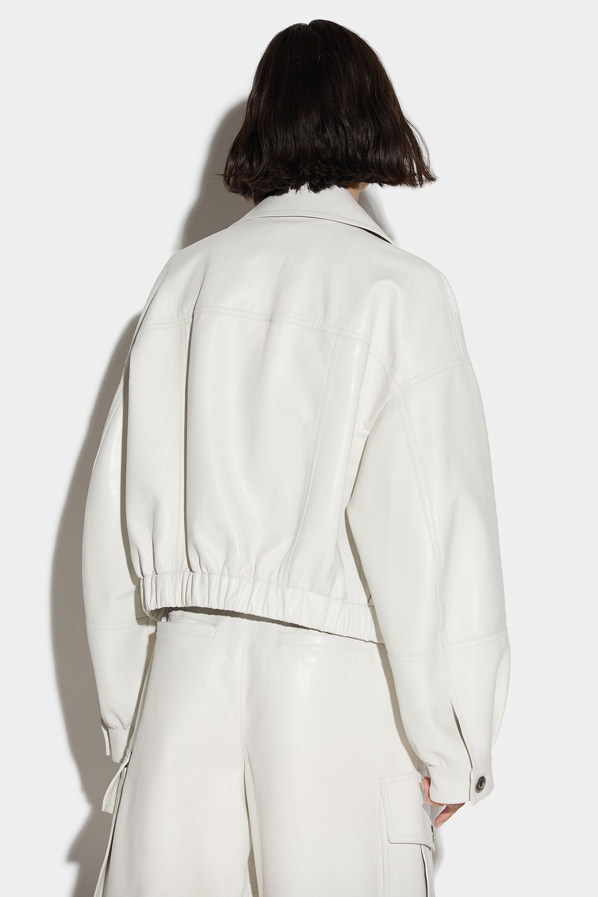 LEATHER CROPPED BIKER JACKET - 2