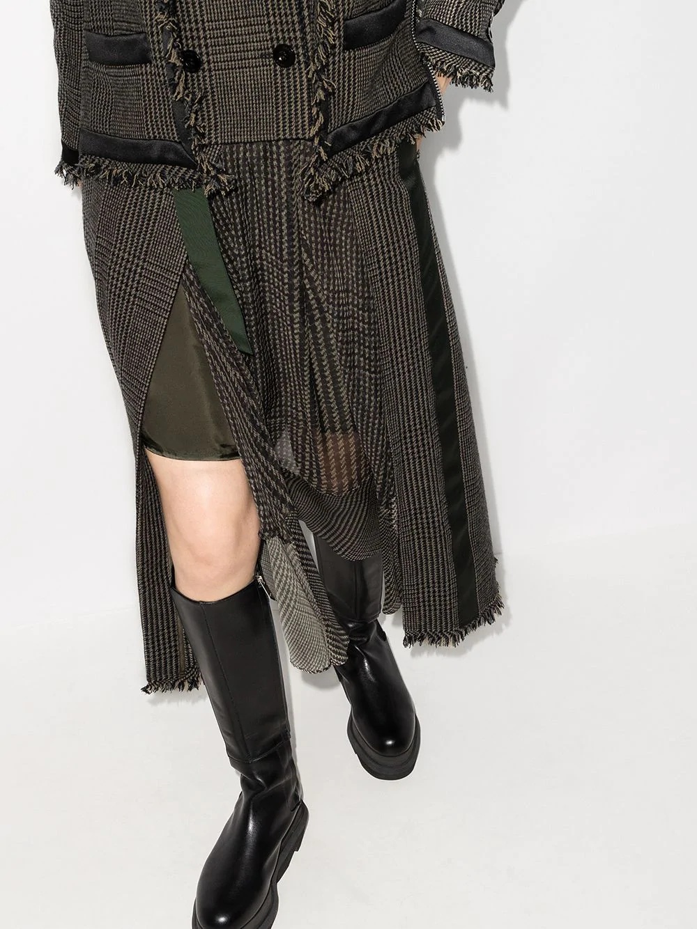 check pattern asymmetric skirt - 2