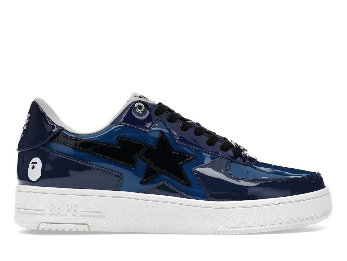 A Bathing Ape Bape Sta Icon Low Navy Blue Patent - 1