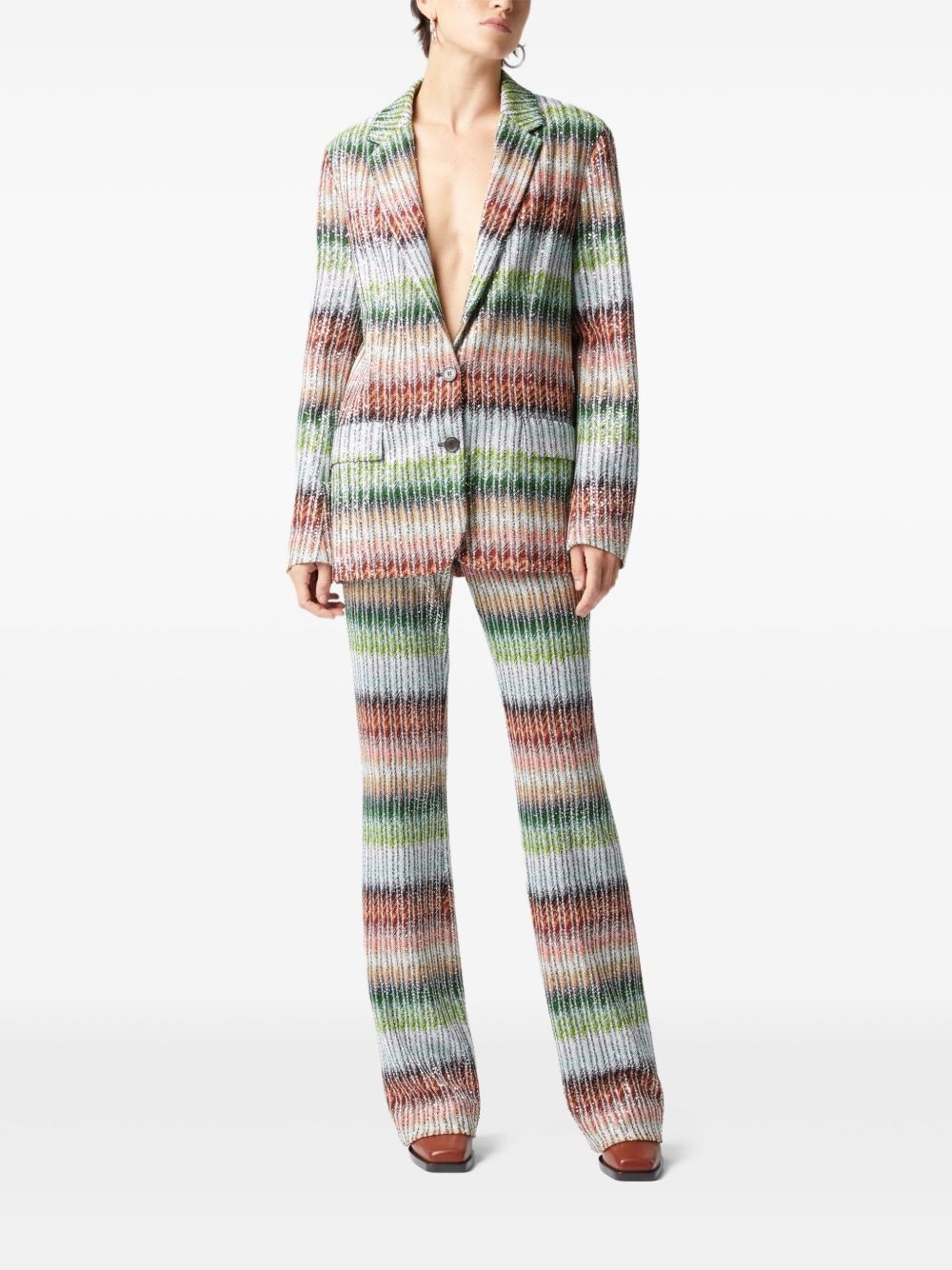 zigzag-pattern straight trousers - 2
