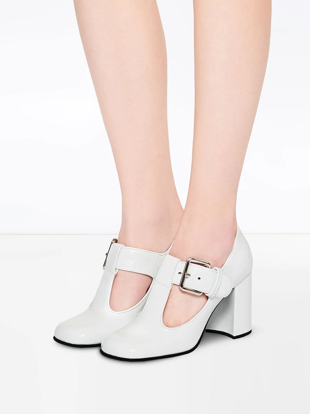 side buckle square toe pumps - 5