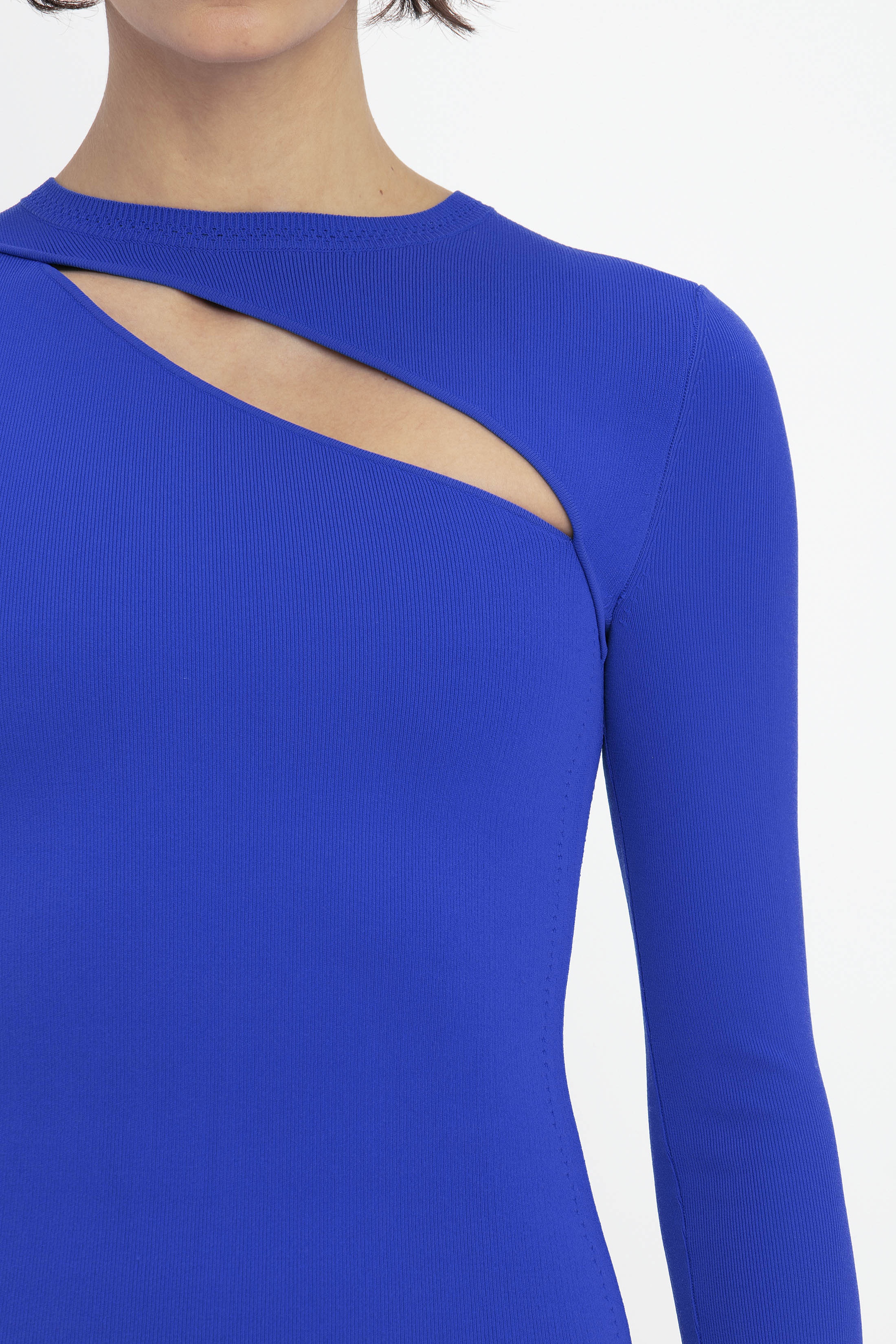 VB Body Front Slash Crew Neck Top In Cobalt - 5