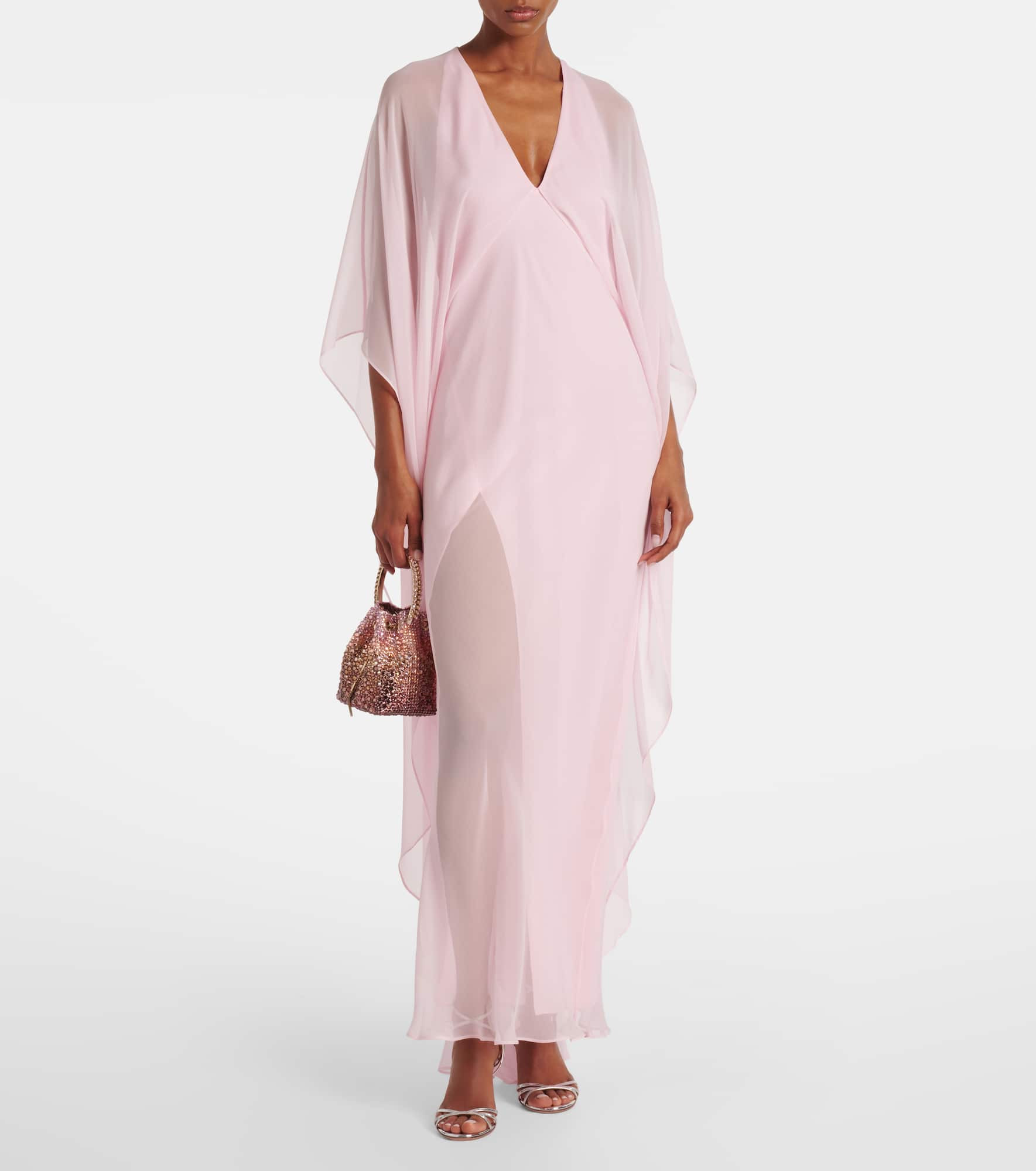 Caped silk chiffon gown - 2