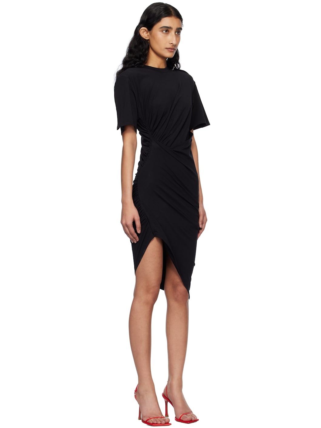 Black Draped Pierced Day Minidress - 2