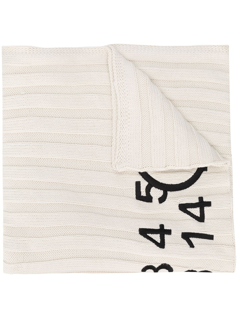 ribbed logo print scarf - 1