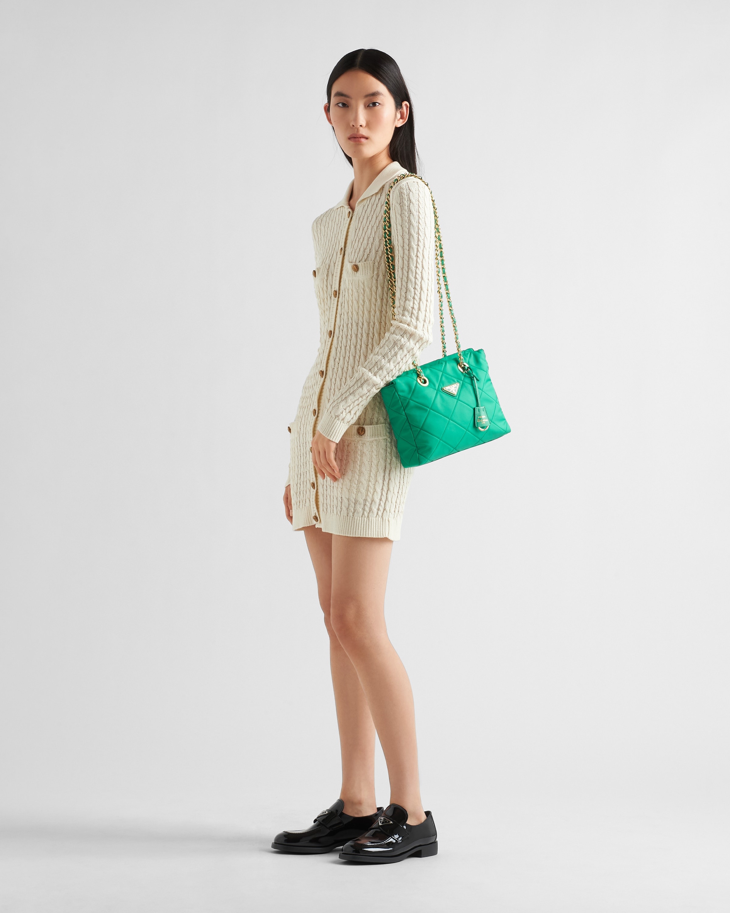 Prada Re-nylon Shopping Bag With Topstitching in White for Men