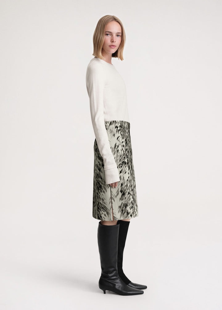 Side-split fur-print skirt grey - 3