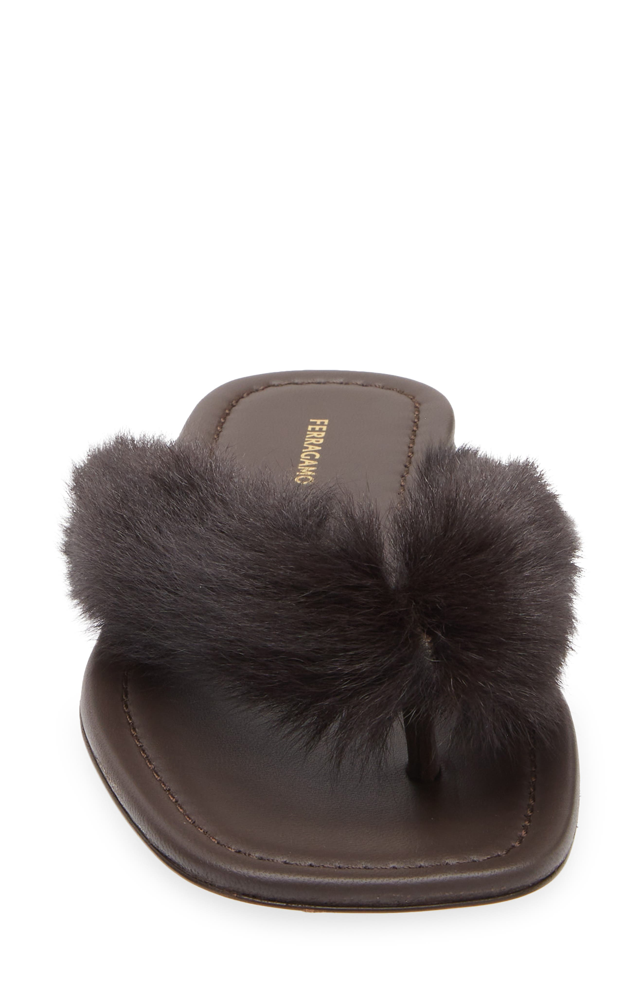 FERRAGAMO Loly Genuine Shearling Flip Flop in Florence Testa Di Moro at Nordstrom - 4
